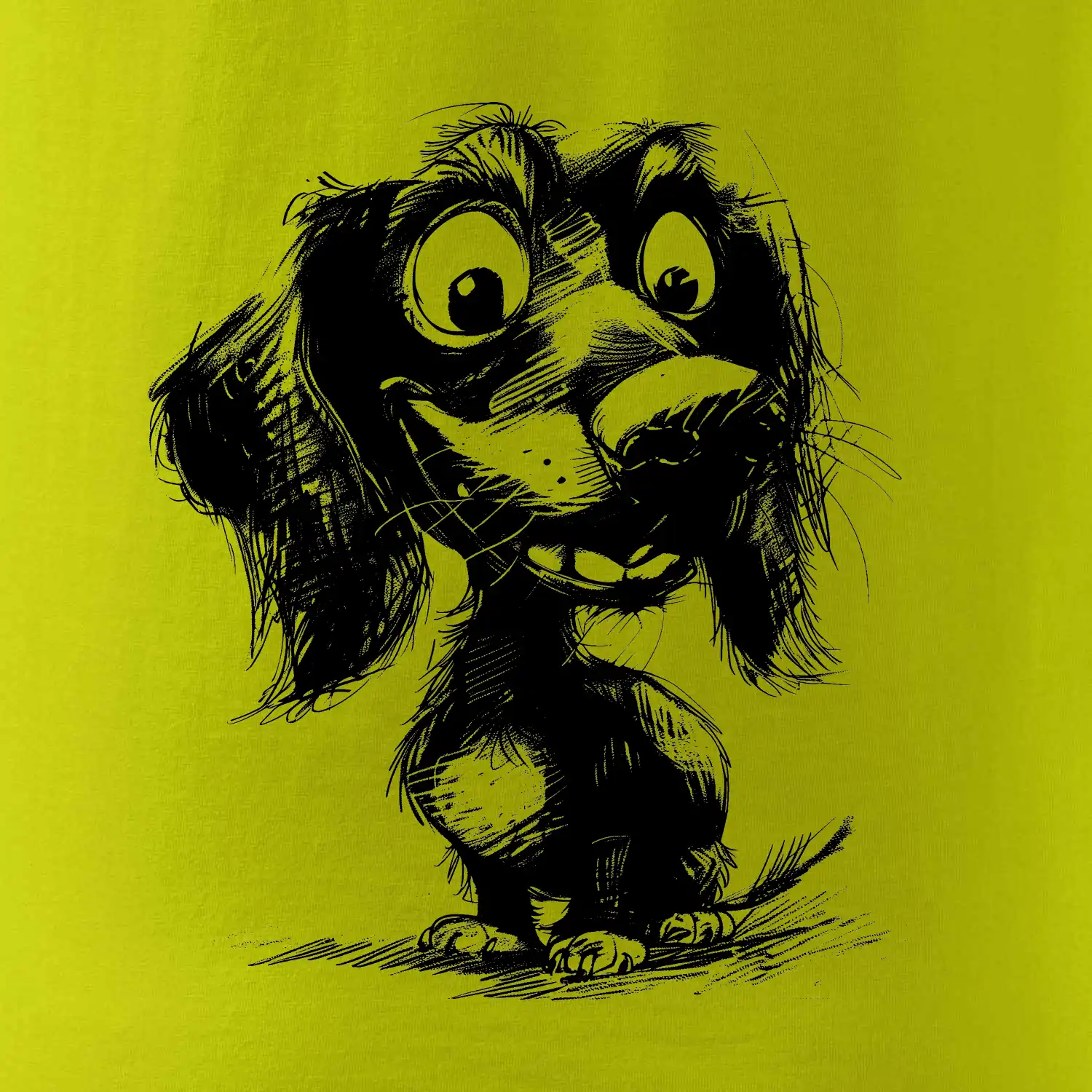 Černobílá karikatura jezevčík