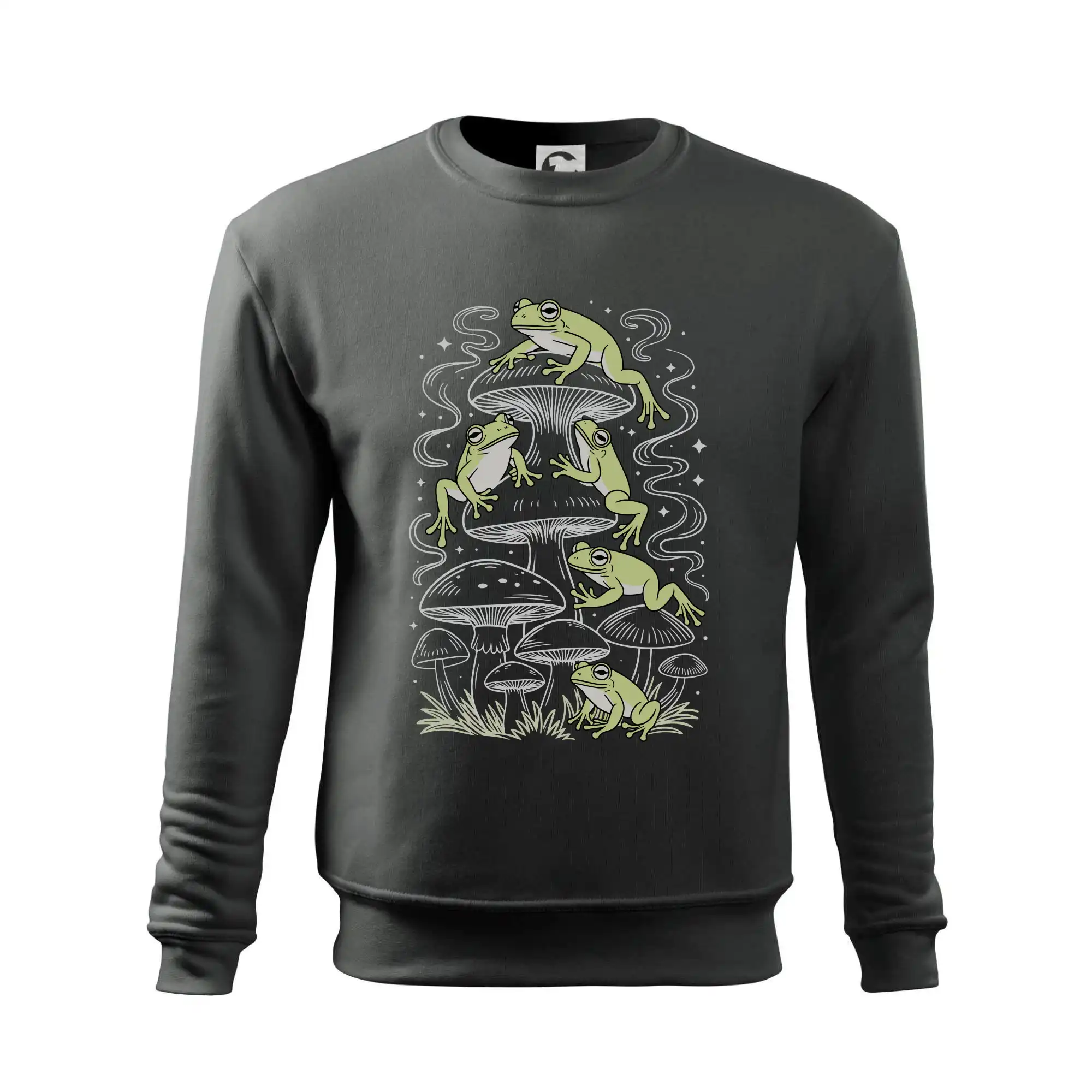 Goblincore frogs and various mushrooms