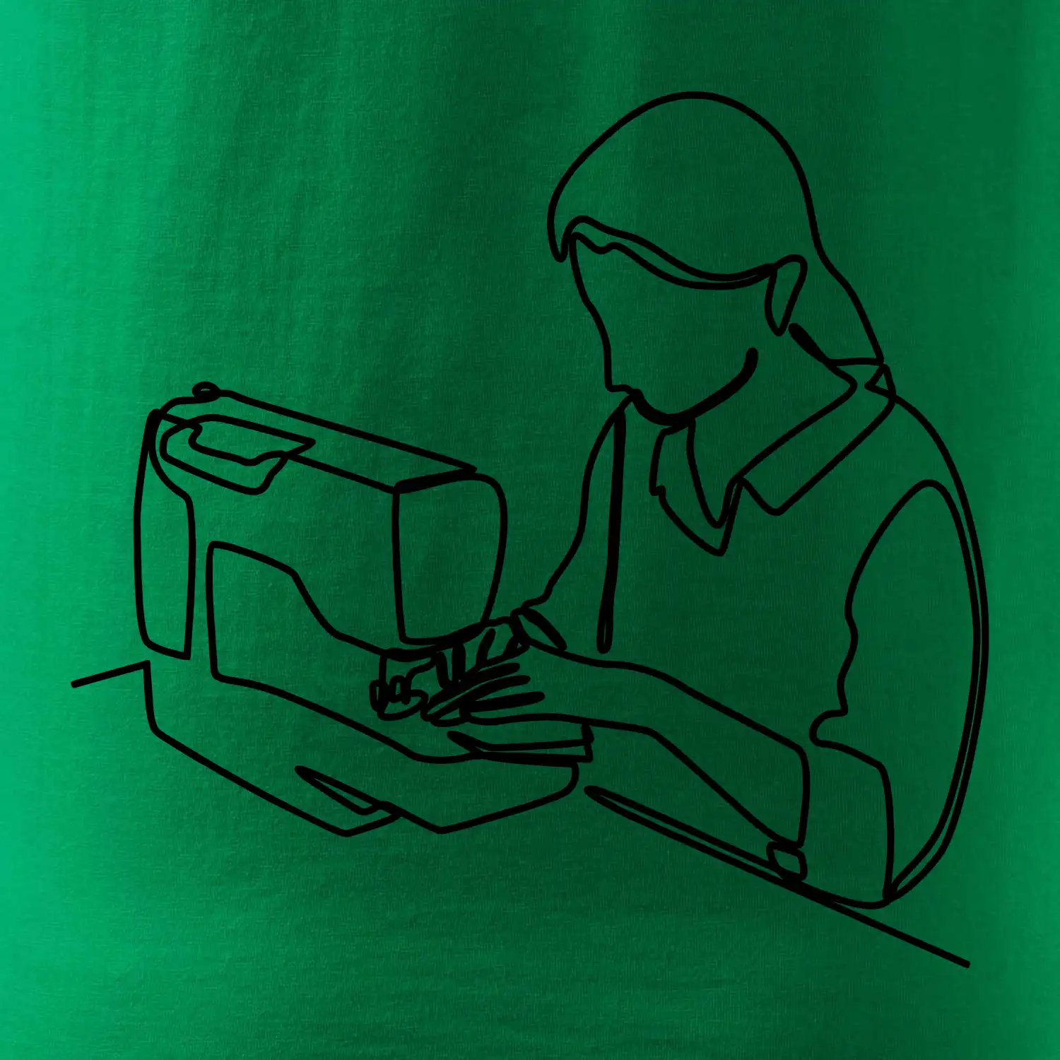 Švadlena a šicí stroj jedním tahem