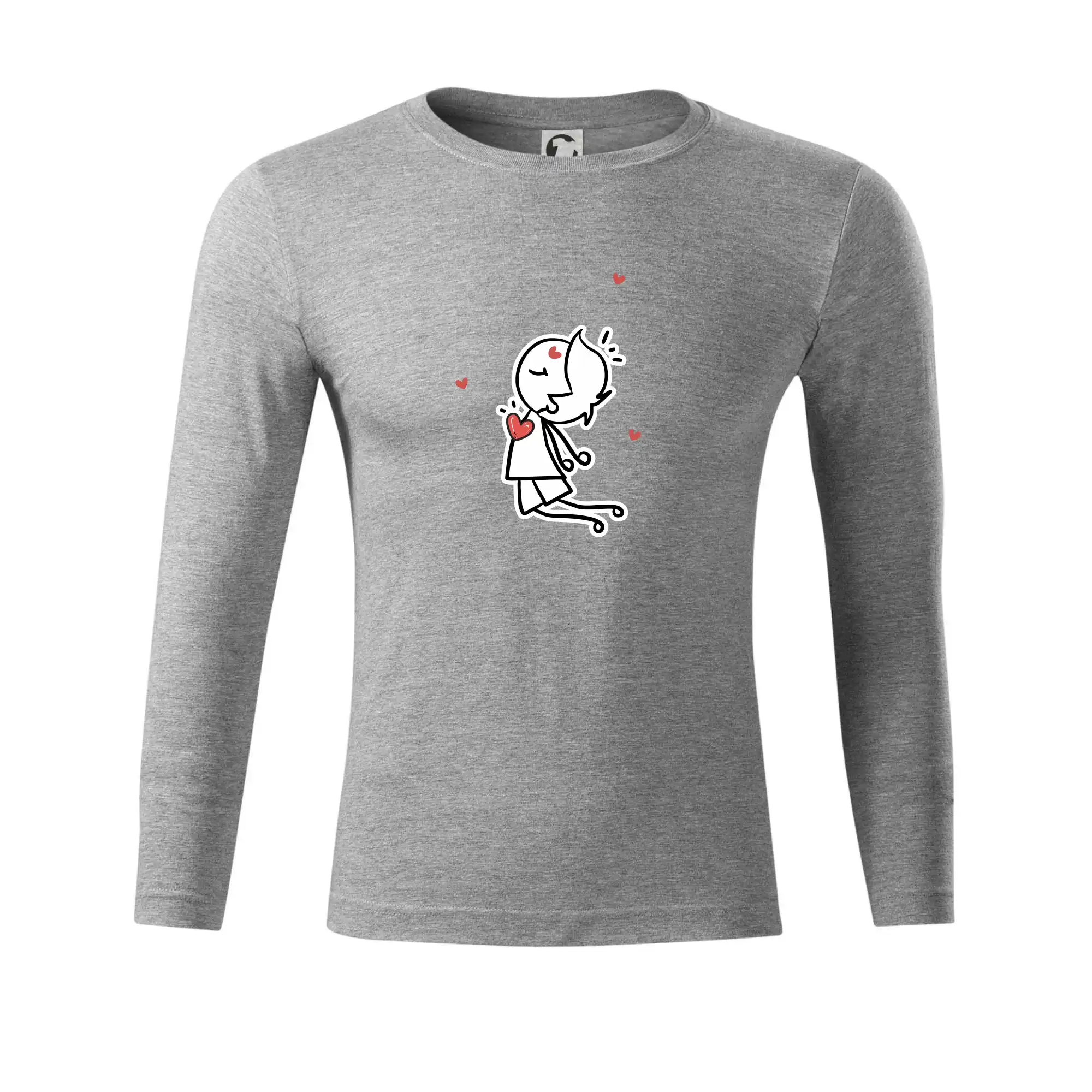 Tričká pre zamilovaných - Párový motív - panáčik a magnet - Tričko Progress s dlhým rukávom