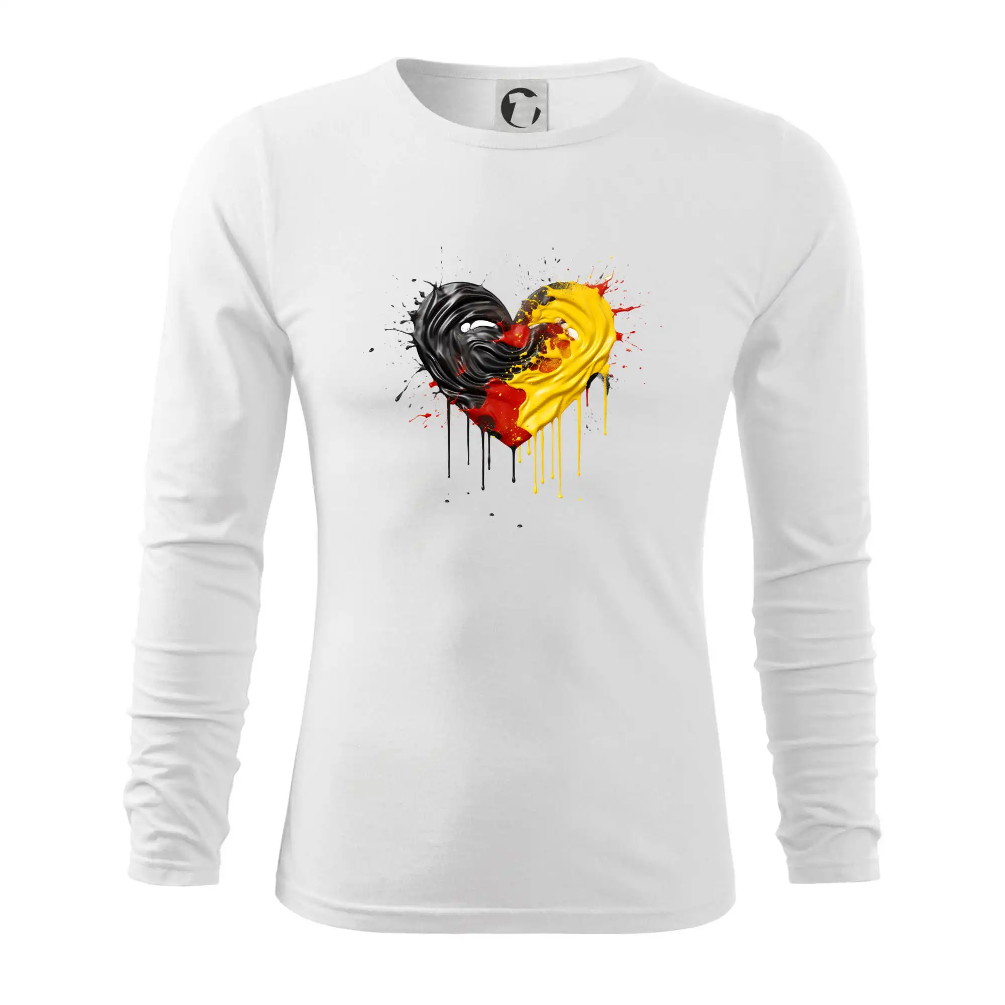 Motívy štátnych vlajok - Srdce rozprsknuté - Nemecké farby - Tričko s dlhým rukávom FIT-T long sleeve