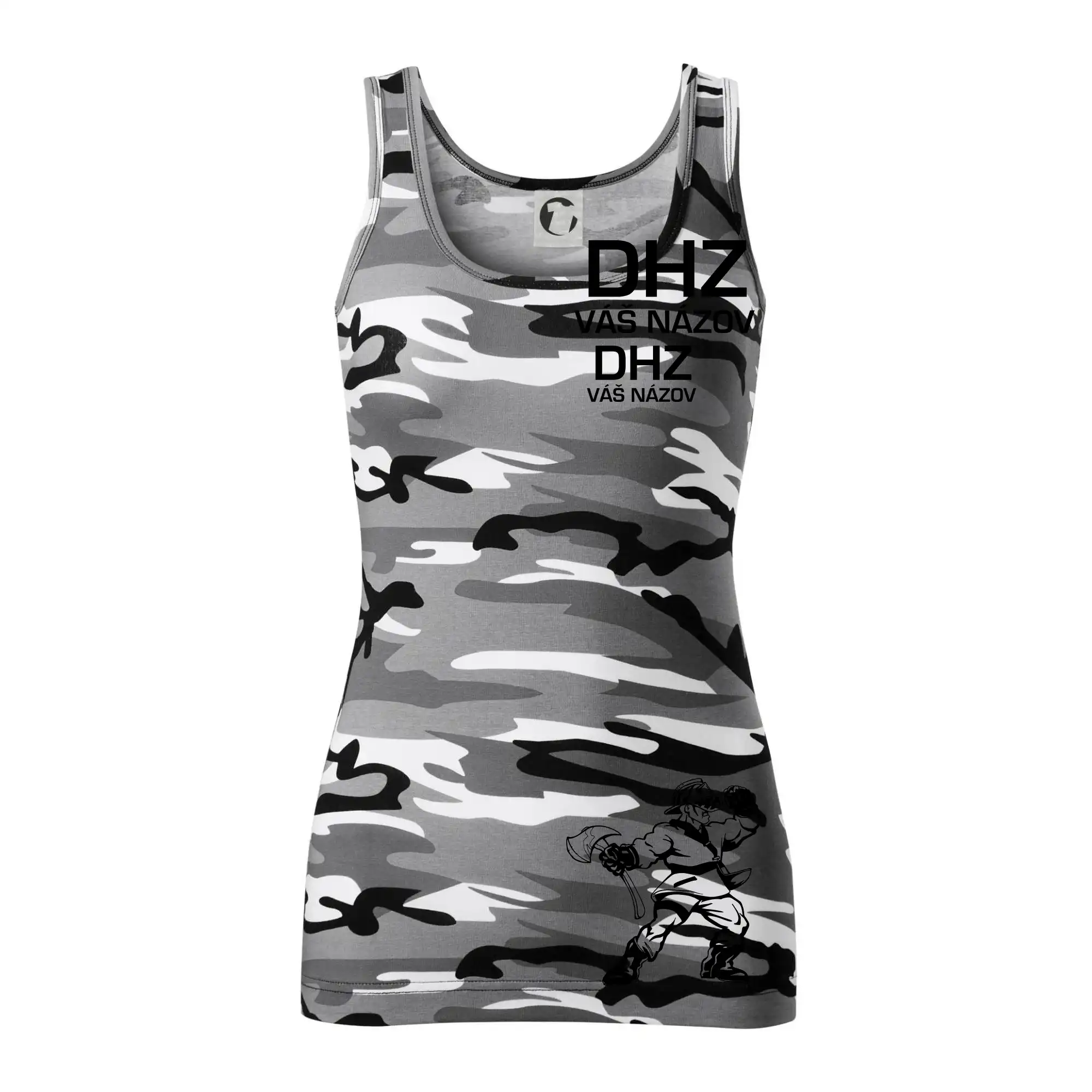 Originálne tričká pre hasičov - DHZ postava - vlastný názov - Maskáčové tielko