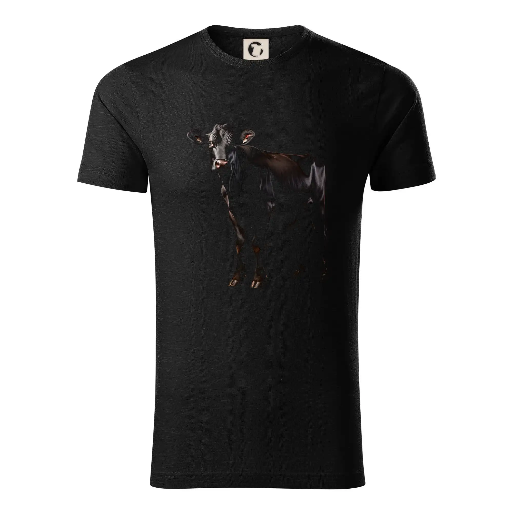Tričká s kravou - Čierna krava čierna fotka - Tričko z organickej bavlny