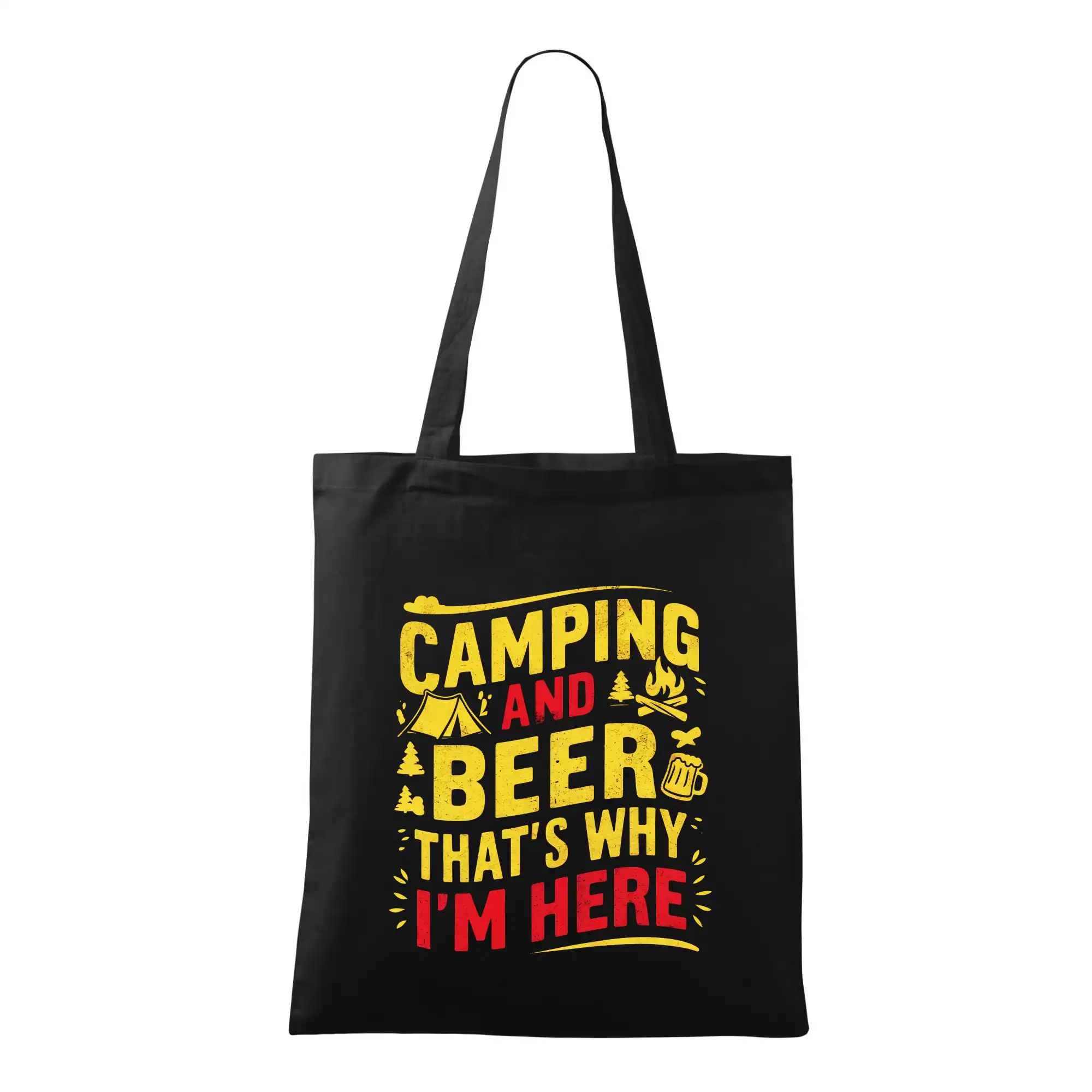Vtipná tričká pre pivárov - Camping and beer - thats why iam here - Taška bavlnená