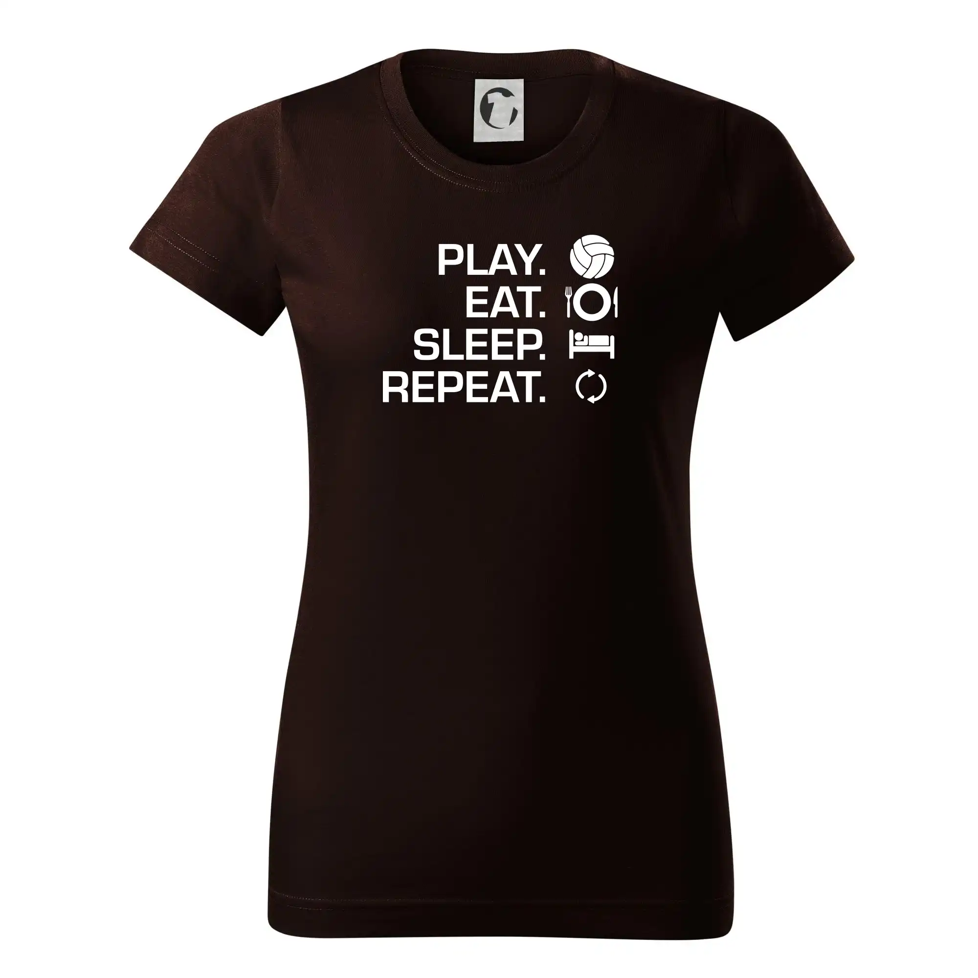 Trička na volejbal - Play Eat Sleep Repeat volejbal - Dámske tričko basic - ľahko voľnejšie a dlhšie