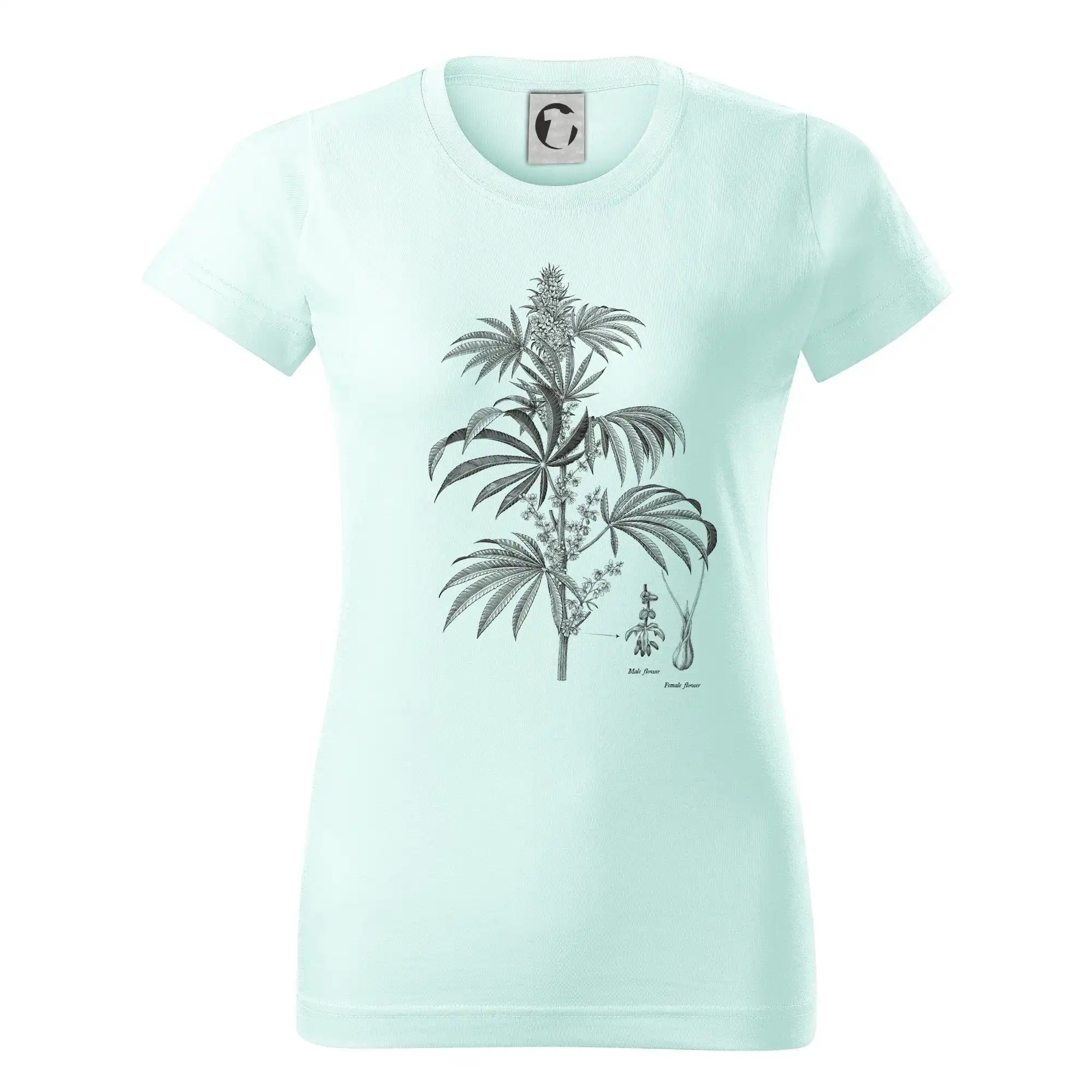 Tričká pre pohodový ľudí - Konope kvietok čiernobiely   - Dámske tričko basic - ľahko voľnejšie a dlhšie