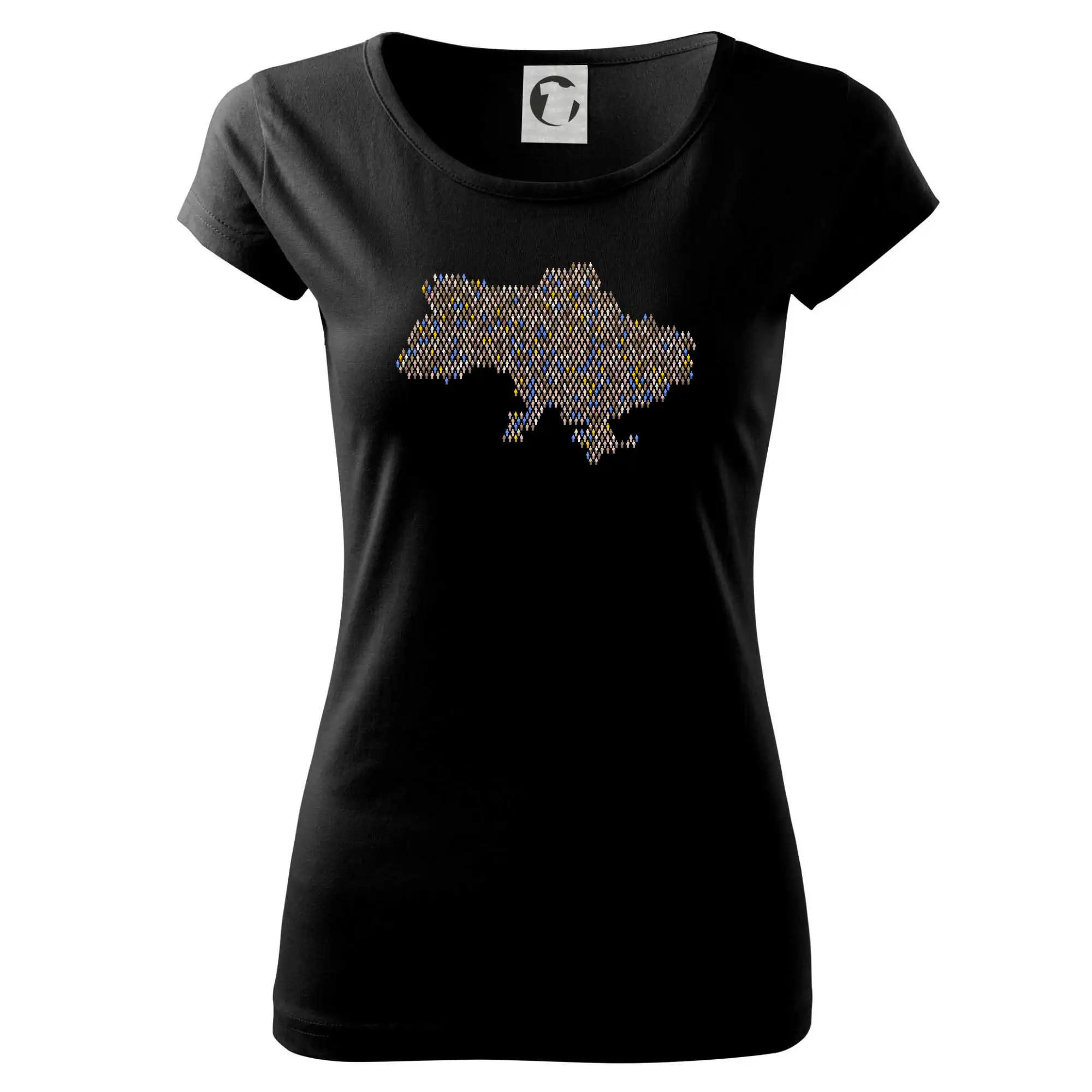 Tričká s vlajkou ukrajiny - Mapa Ukrajiny panáčikovia - Dámske tričko Pure