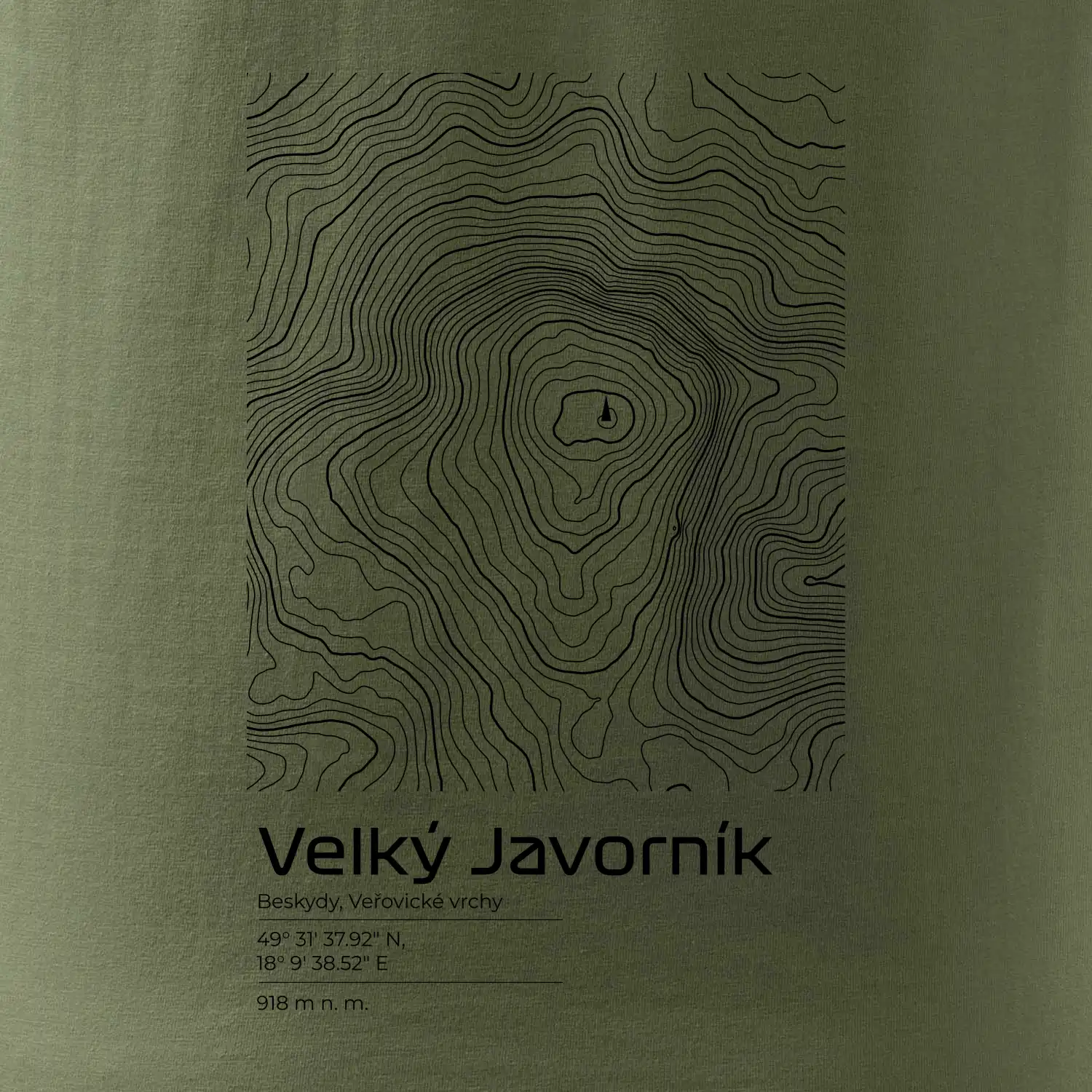 Velký Javorník - vrstevnice v obdélníku