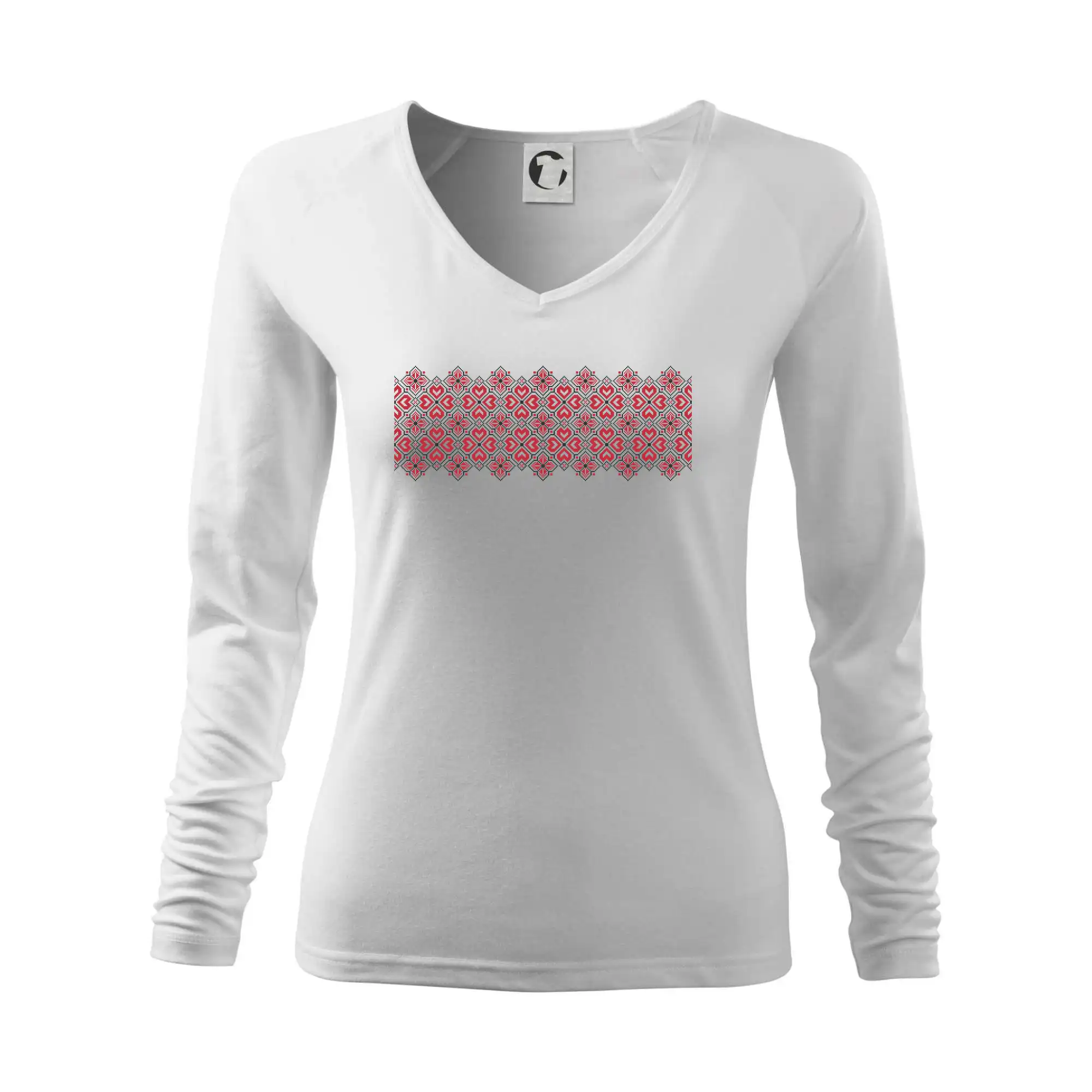 Motívy štátnych vlajok - Lotyšsko ornament - Tričko dámske Elegance