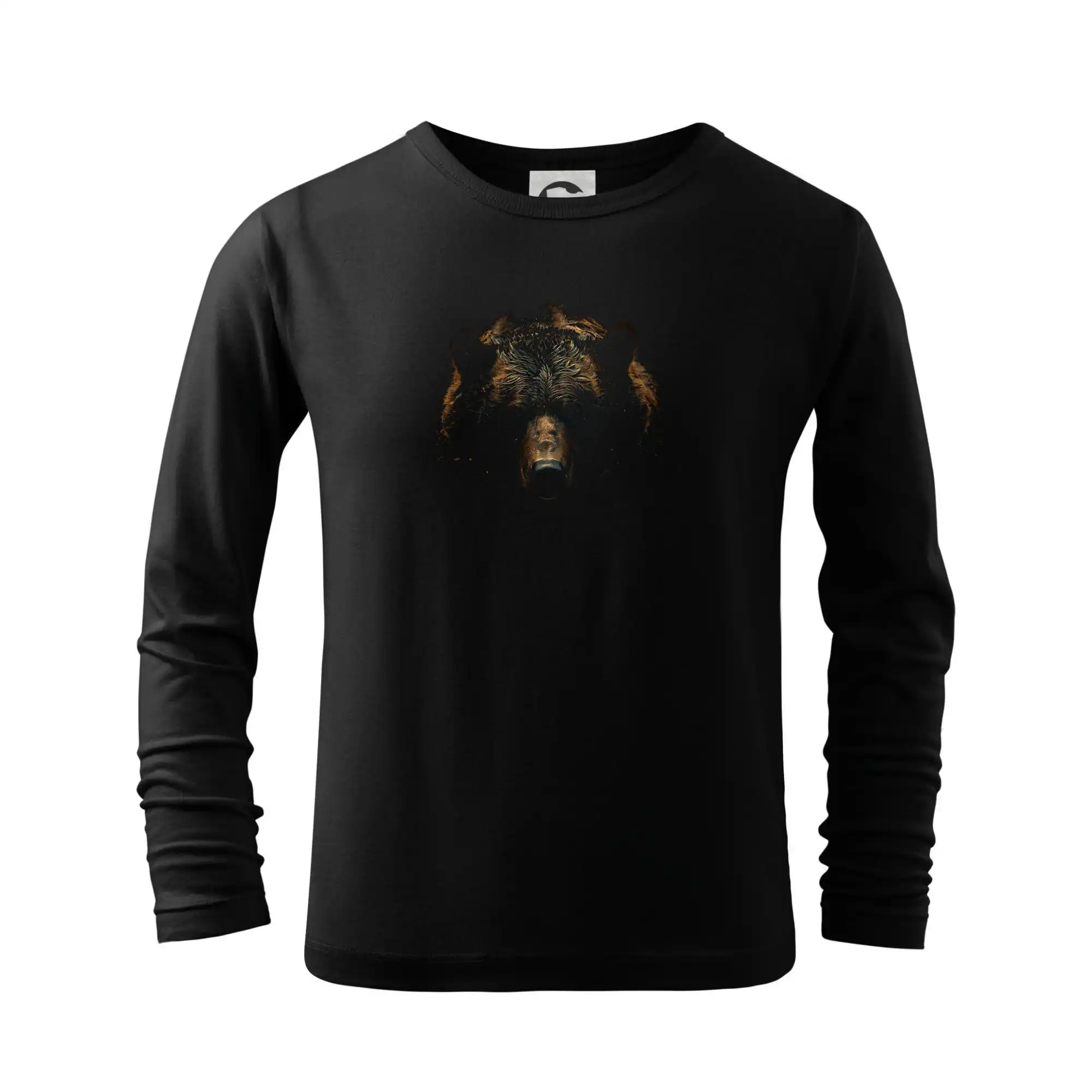 Tričká so zvieratami - Hlava medveďa čierna fotka - Tričko detské Long Sleeve