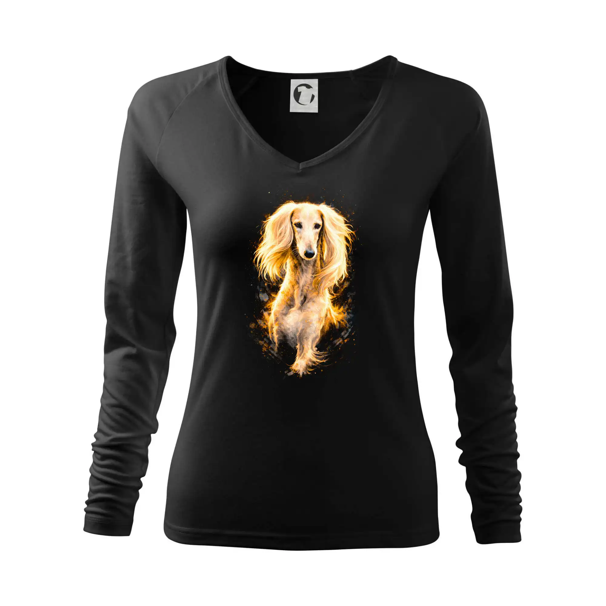 Ostatné psie plemená - Obrázok poltón Afganský chrt hnedý - Tričko dámske Elegance