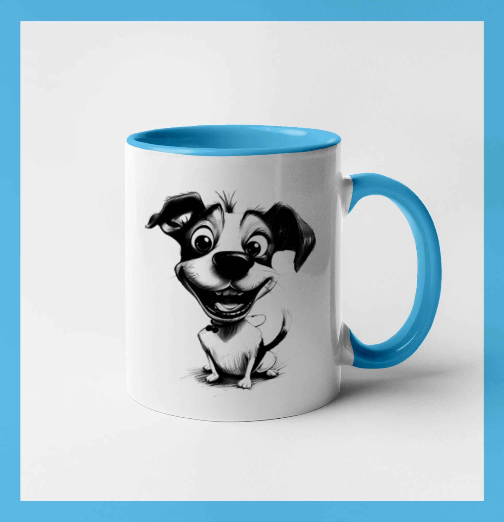 Jack Russell Teriér na tričku - Čiernobiela karikatúra Jack Russell teriér - Hrnček 