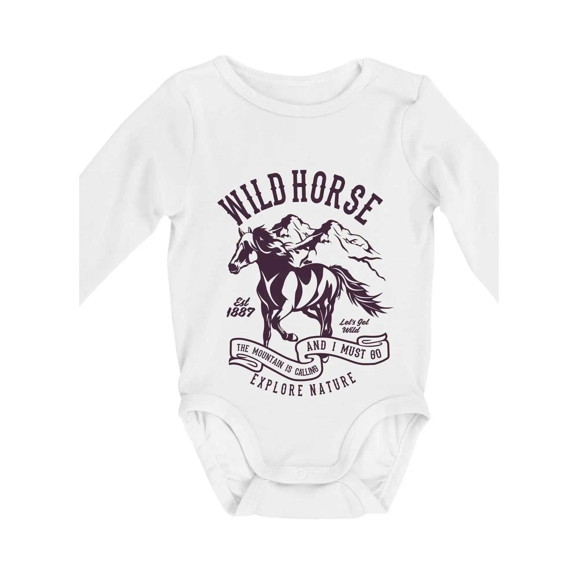 Tričká s koňmi - Wild Horse - Body dojčenské s dlhým rukávom