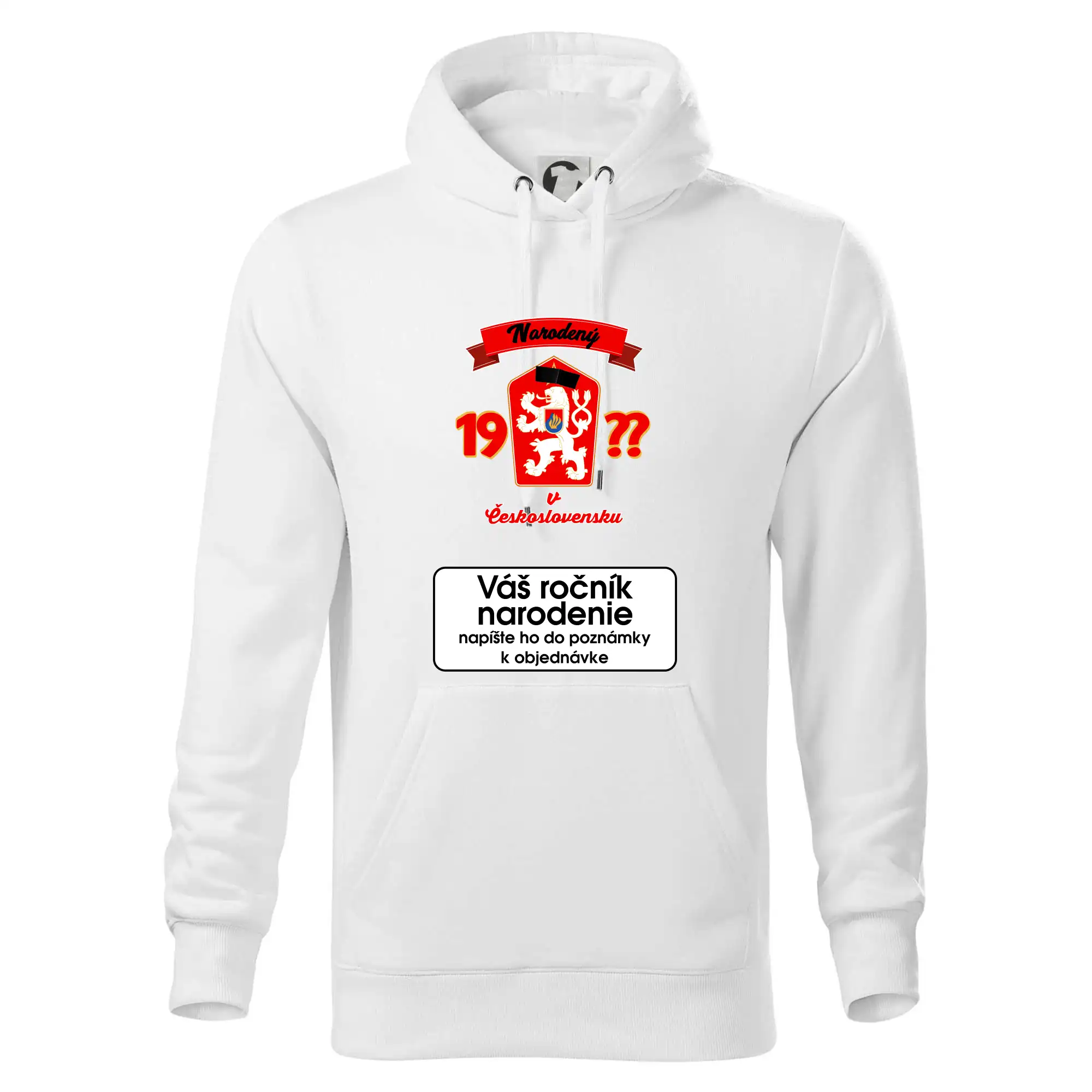 Prelepená hviezda - Narodený v Československu - vlastný ročník - Mikina pánska Cape s kapucňou