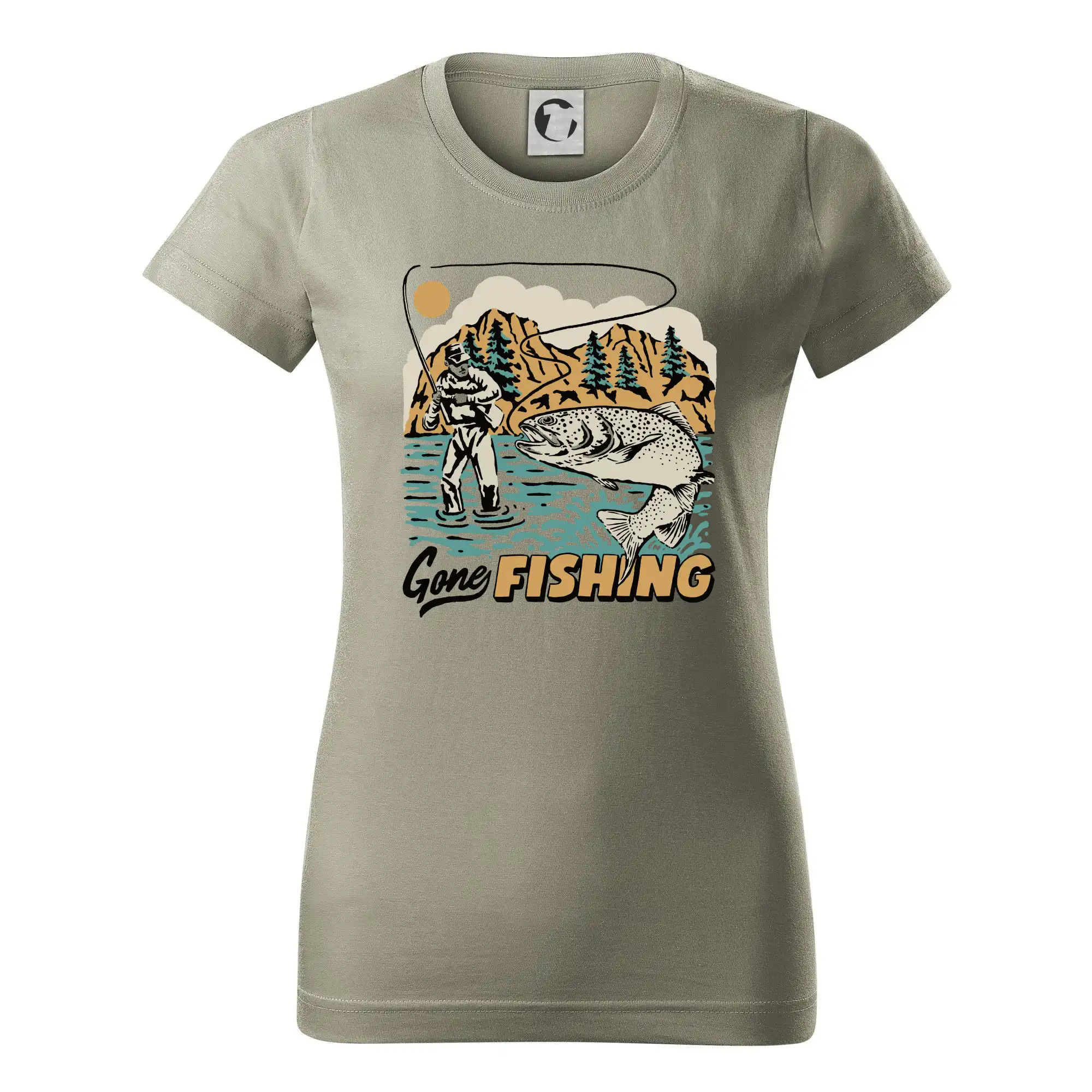 Tričká pre rybárov s potlačou - Gone Fishing - Dámske tričko basic - ľahko voľnejšie a dlhšie