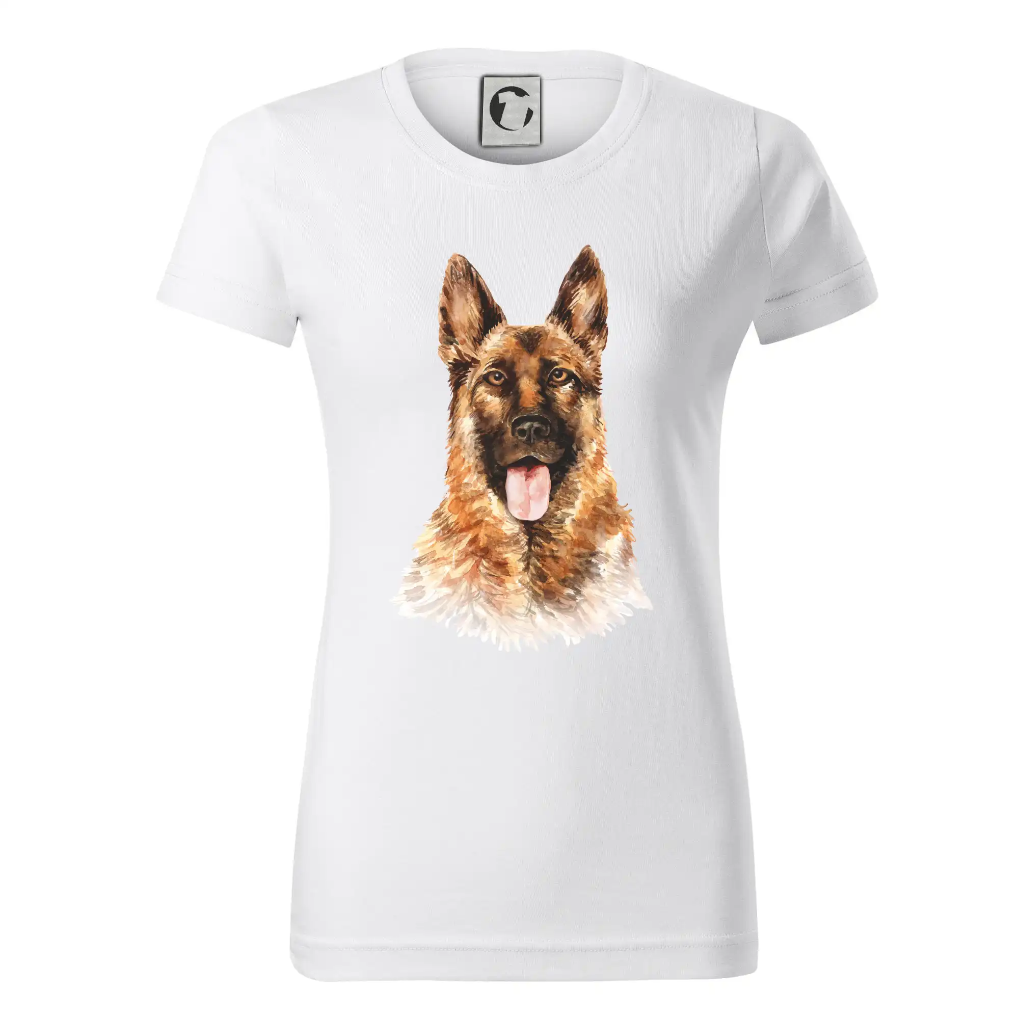 Nemecký ovčiak - German shepherd - vodová farba - Dámske tričko basic - ľahko voľnejšie a dlhšie