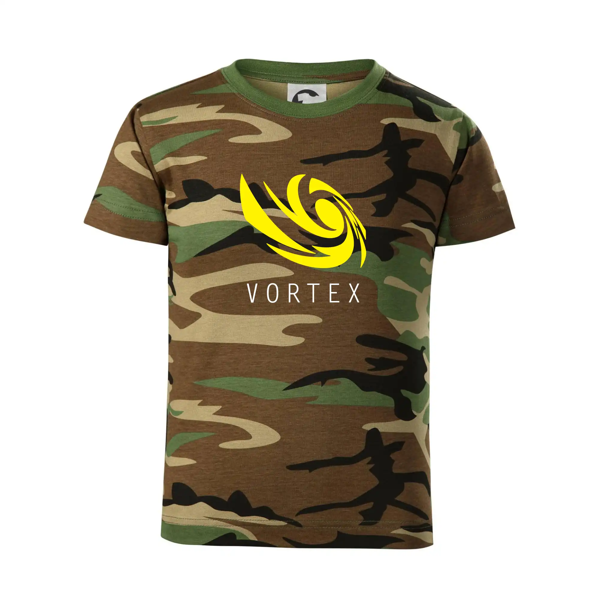 Tričká, mikiny a šiltovky pre Youtubery - Vortex logo farebné - Detské maskáčové tričko