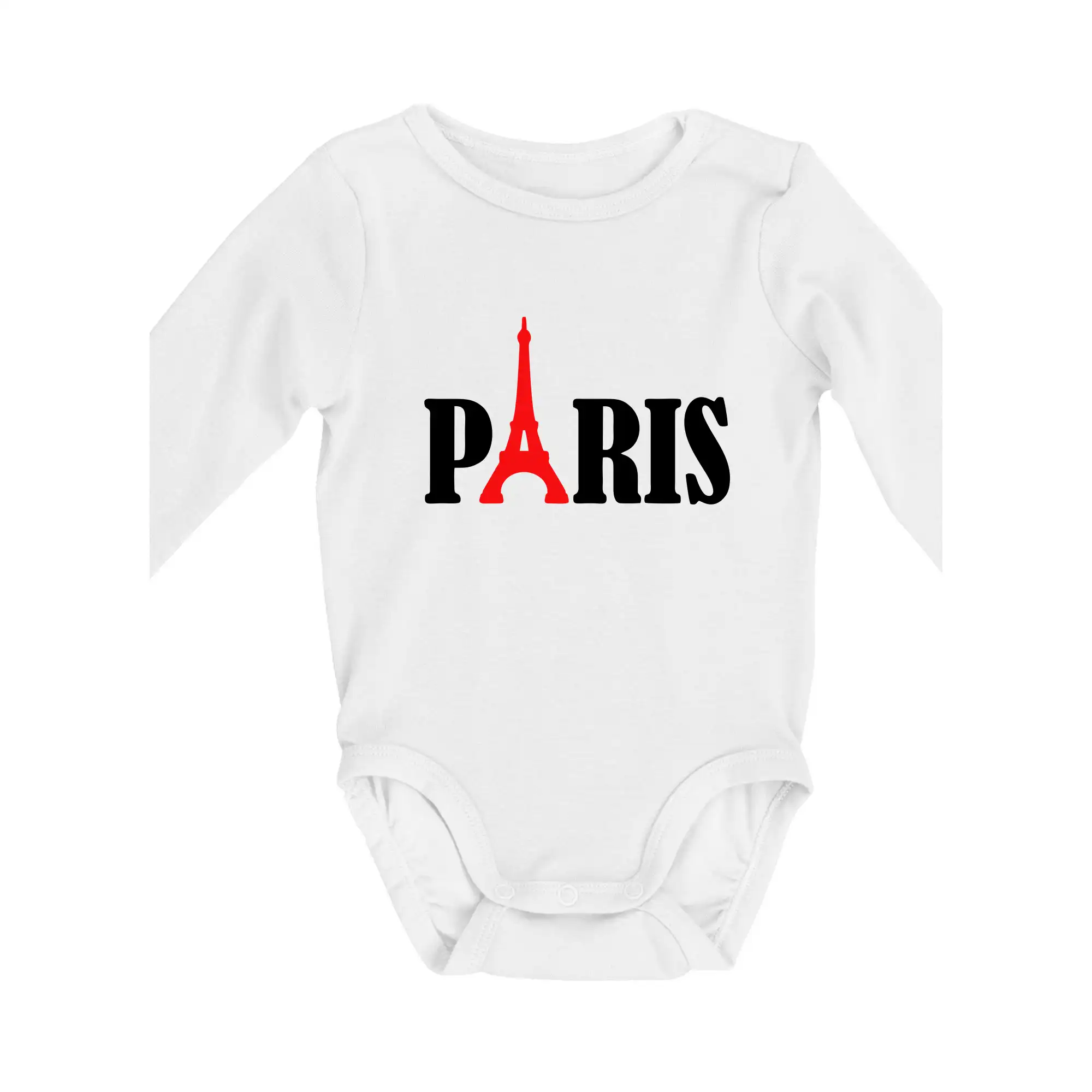 Tričká Francúzsko - Paris nápis Eiffelova veža - Body dojčenské s dlhým rukávom