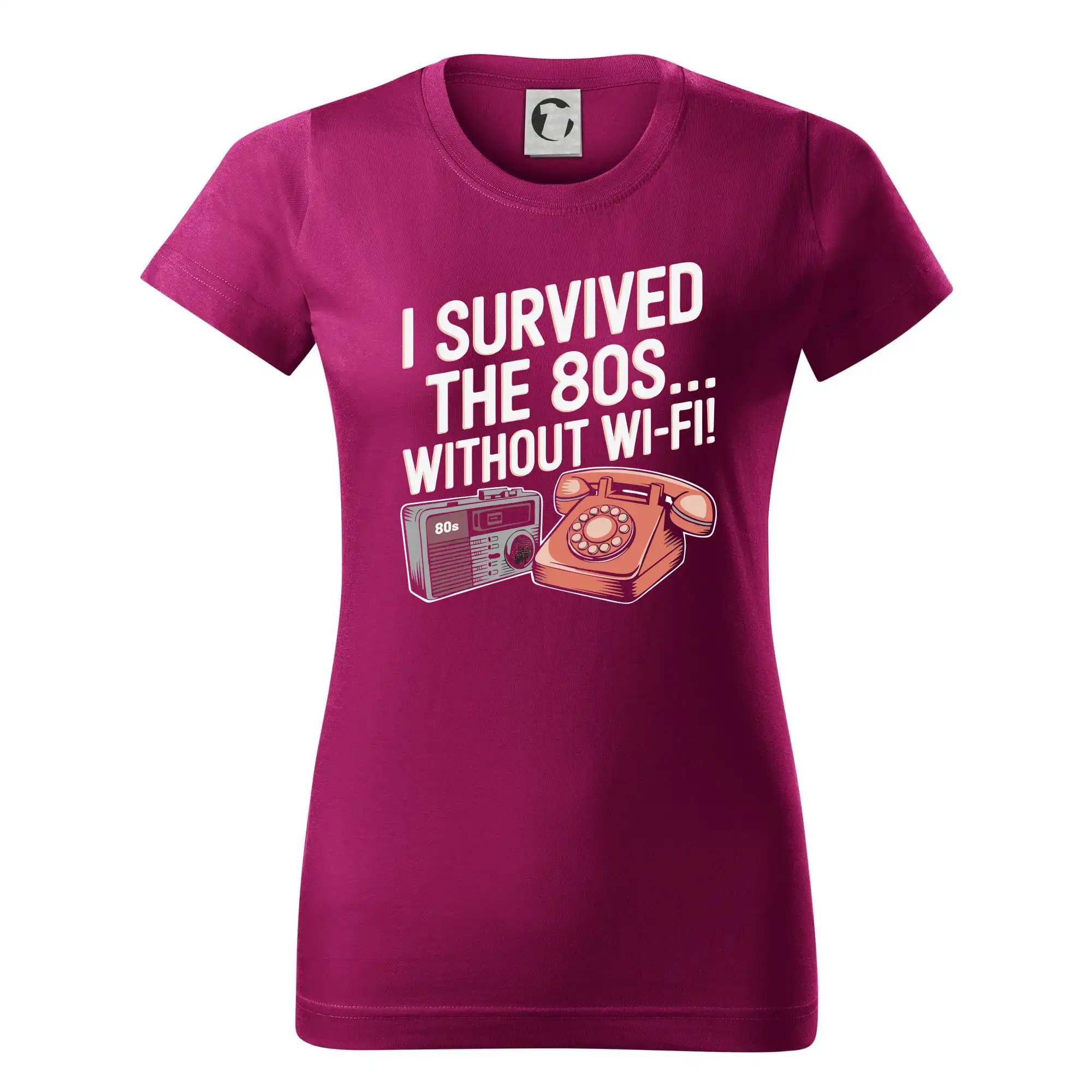 I survived the 80s without WI-FI - Dámske tričko basic - ľahko voľnejšie a dlhšie