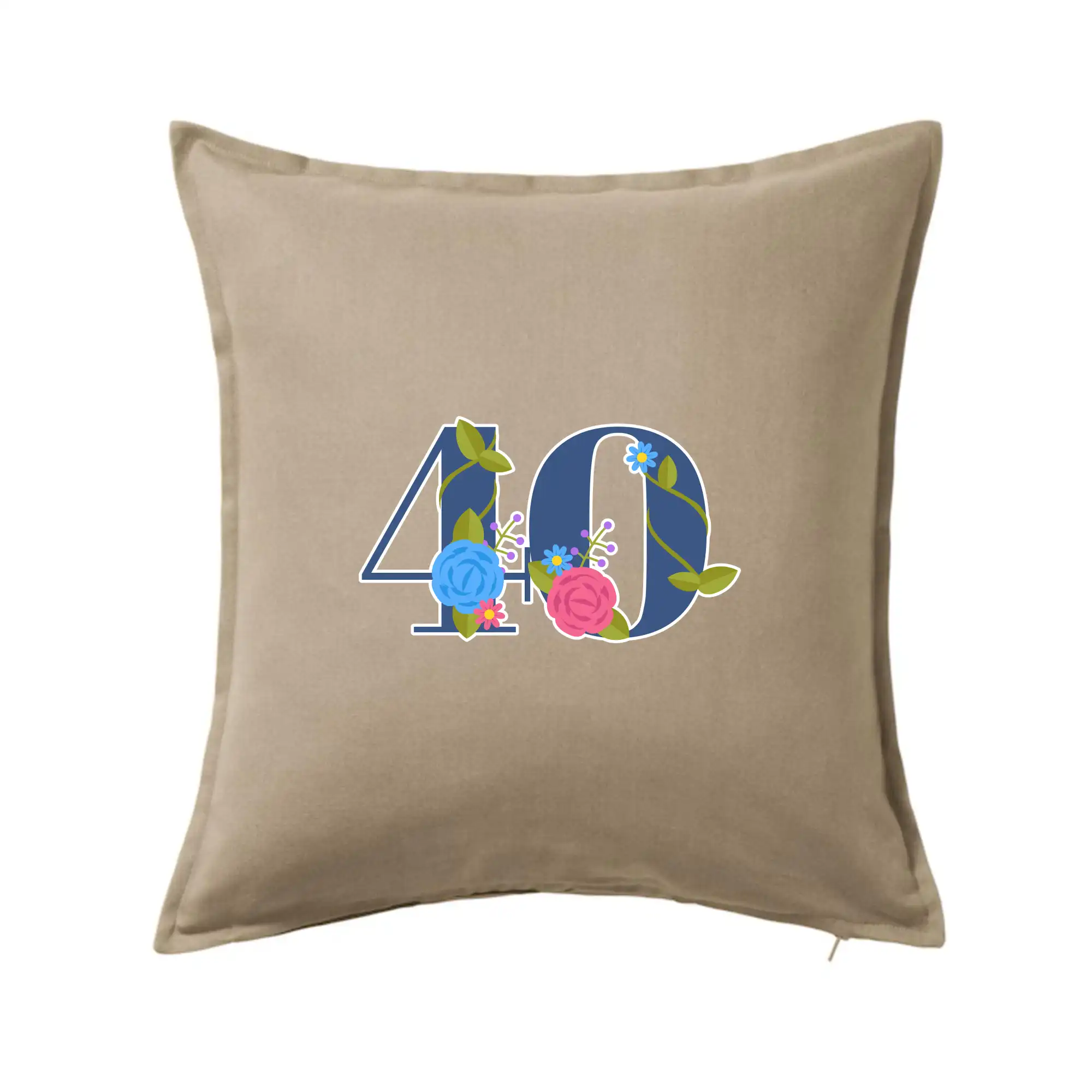 Tričko k štyridsiatke - Kvetinové číslo kreslené - 40 - Vankúš 50x50