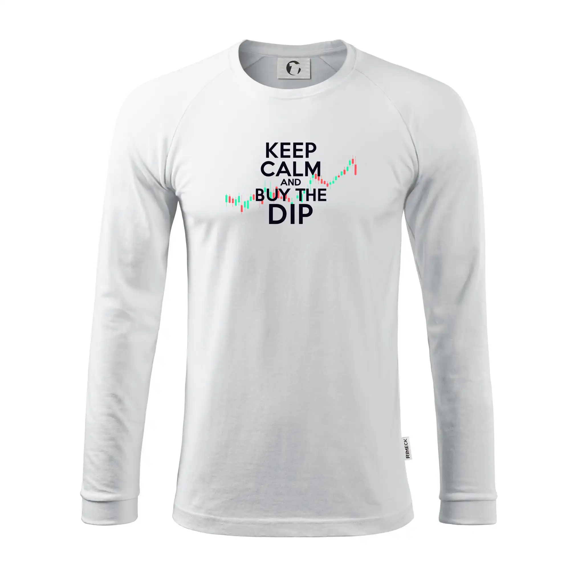Zelenočervený graf Keep Calm and Buy the Dip - Pánske tričko s dlhým rukávom LS130