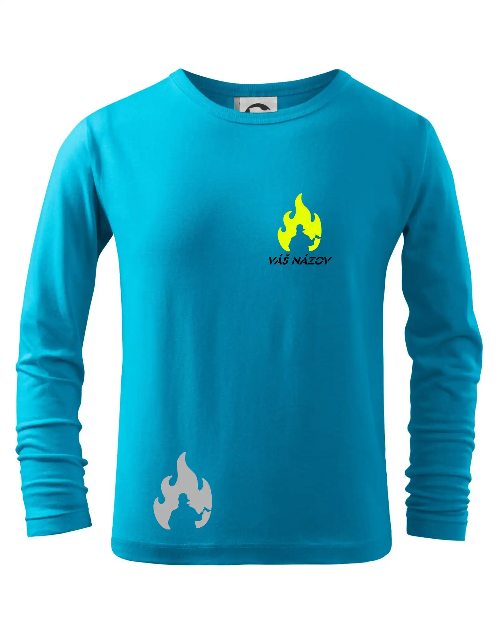 Originálne tričká pre hasičov - Hasiči - oheň - Váš názov - Prsník + chrbát - Tričko detské Long Sleeve