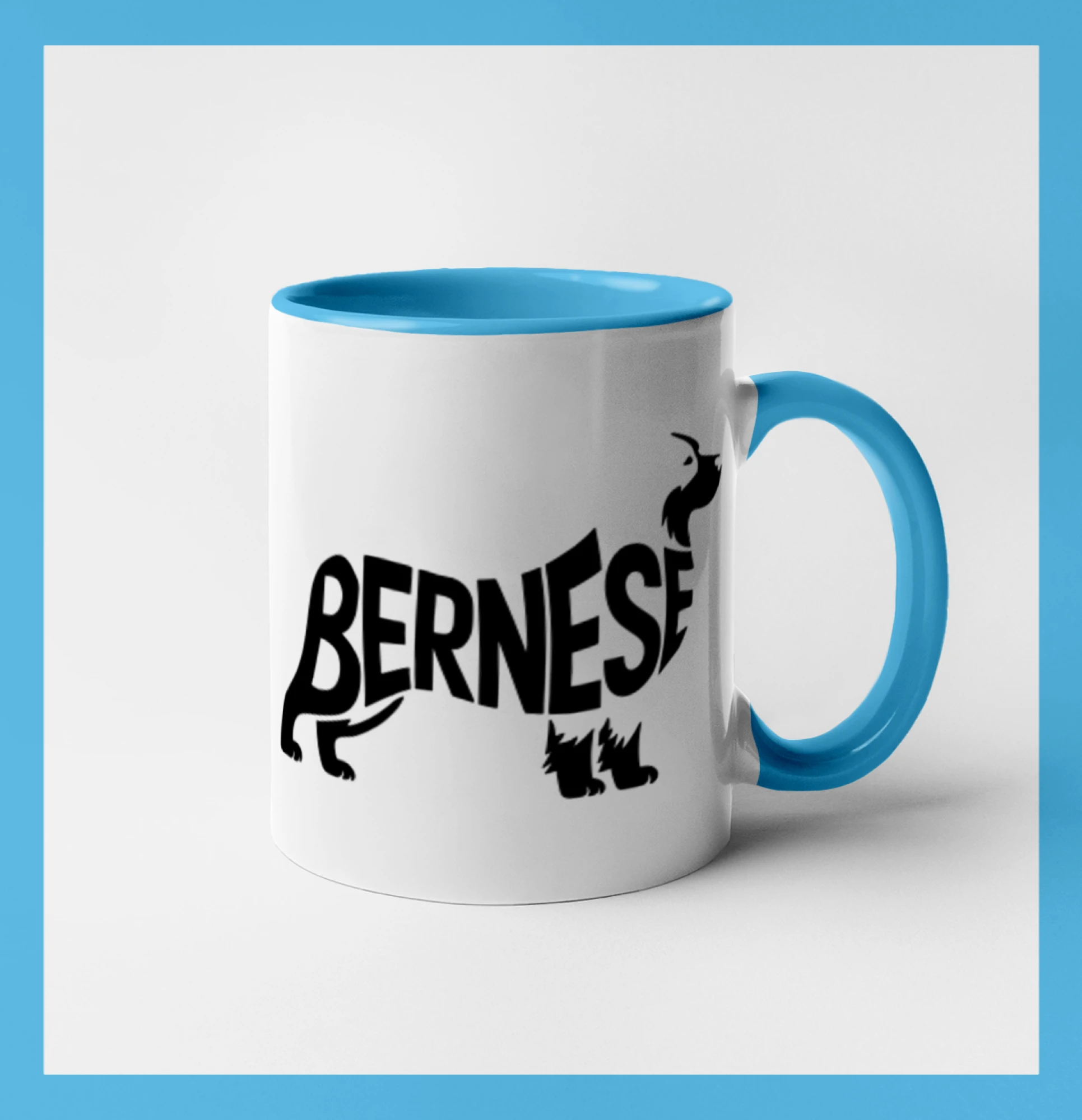 Bernský salašnícky pes na tričku - Bernese Mountain Dog nápis v tele - Hrnček 