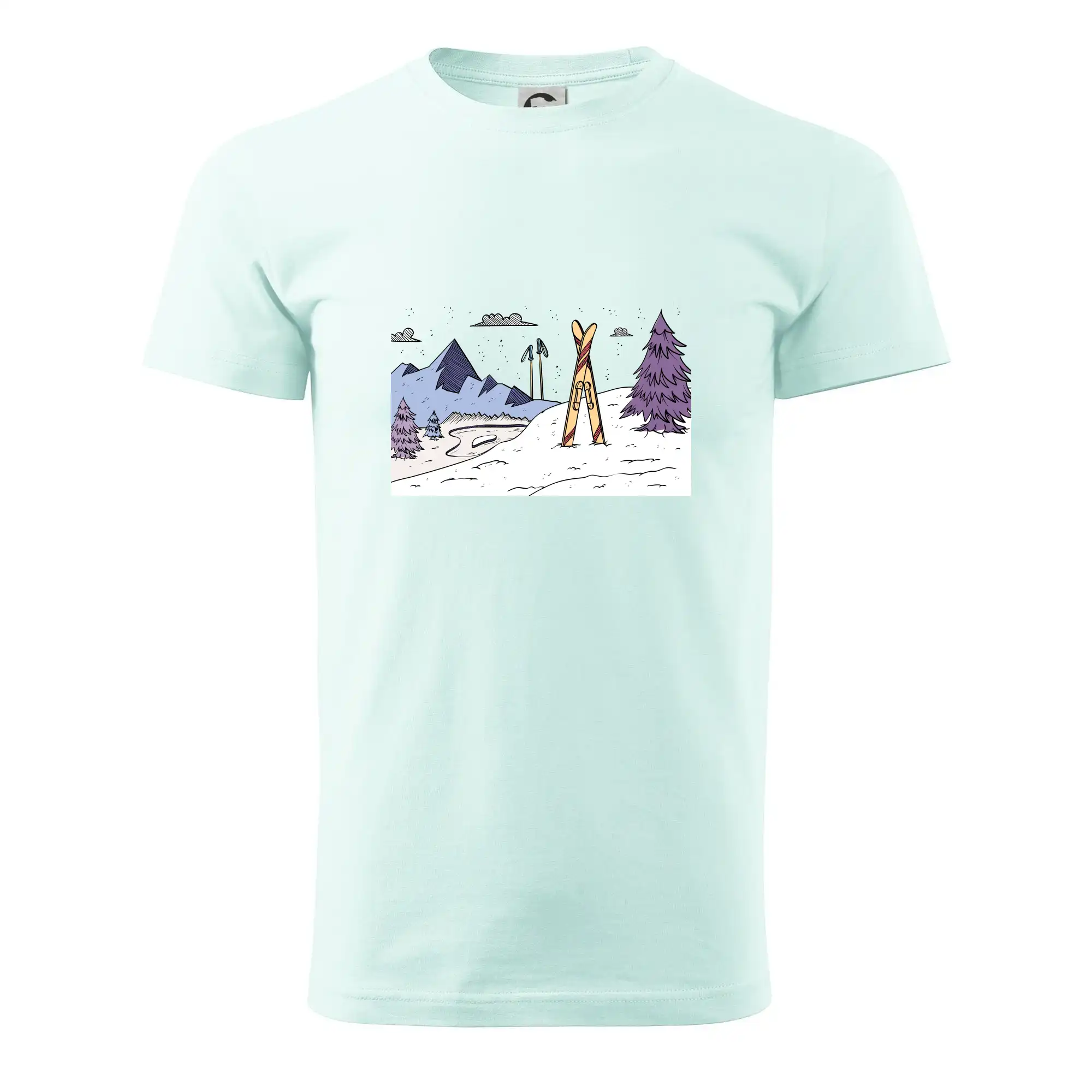 Lyže a Snowboard - Panoráma lyžovania - Pánske tričko nižšej gramáže