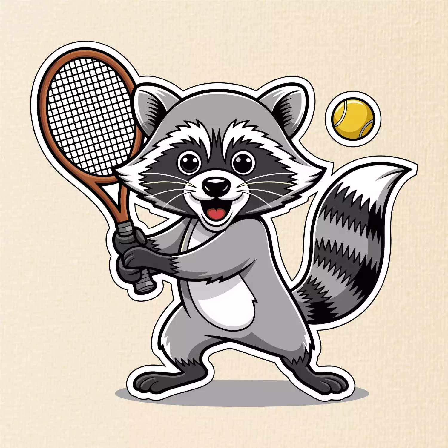 Mýval hraje tenis kreslený