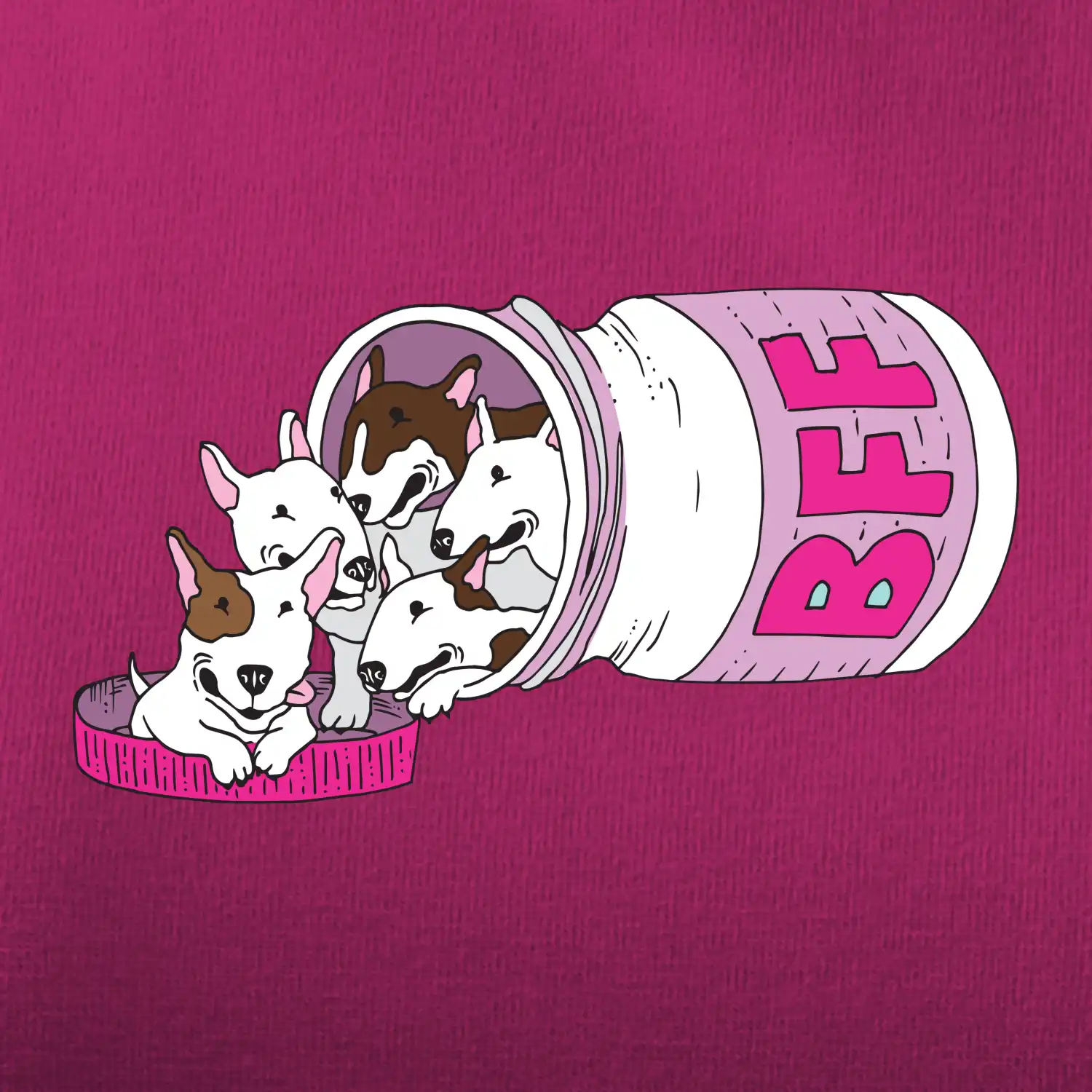 Bullterrier Friends Forever růžové (Pecka design)