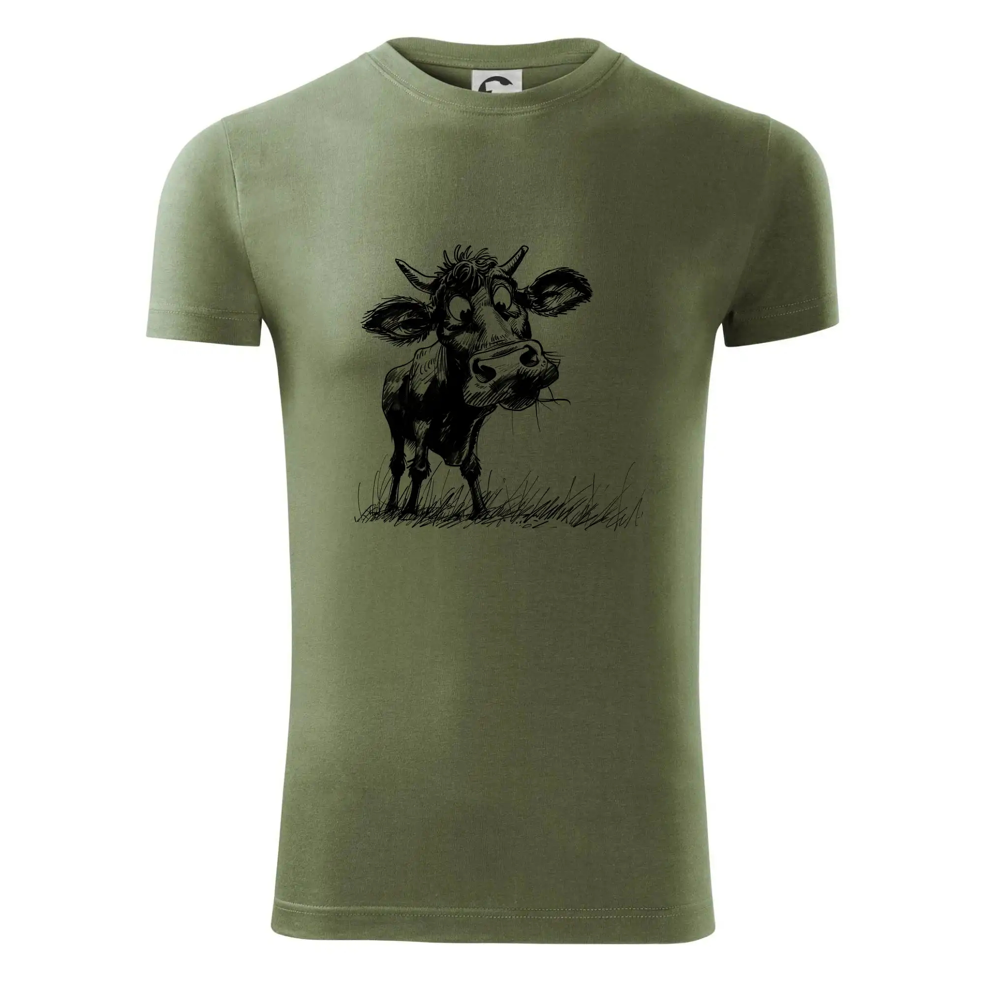 Černobílá karikatura kráva stojící