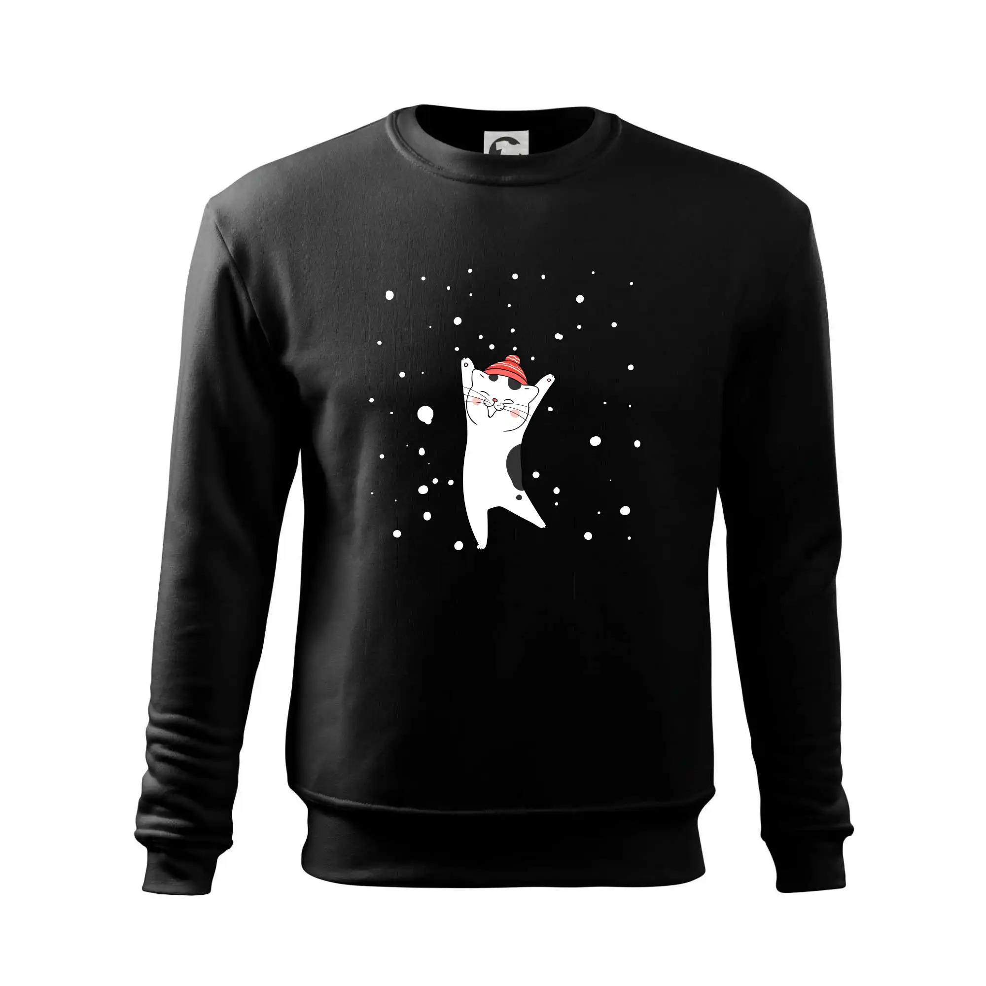 Veselá kočka v zimní čepici