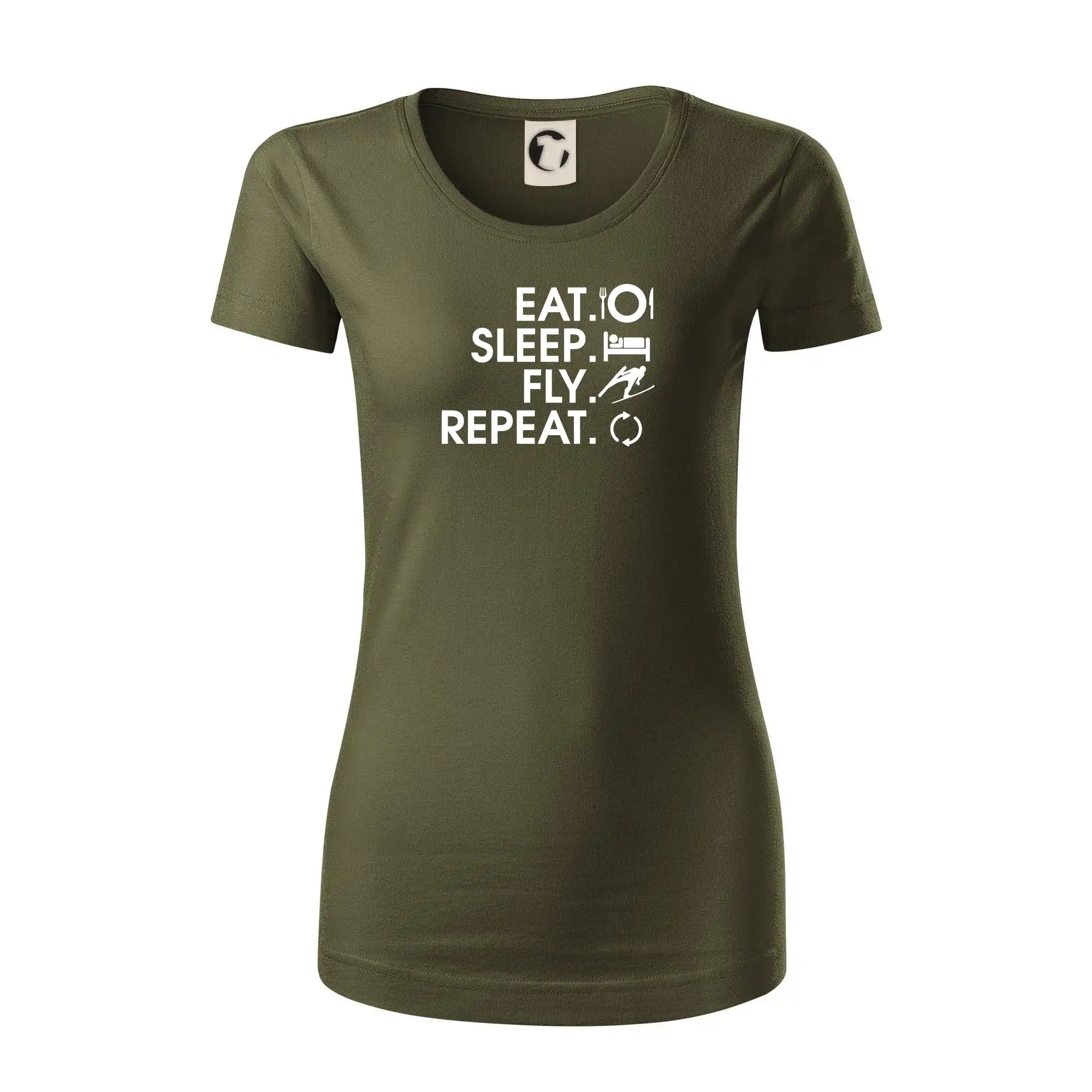 Eat sleep fly repeat - skoky na lyžích