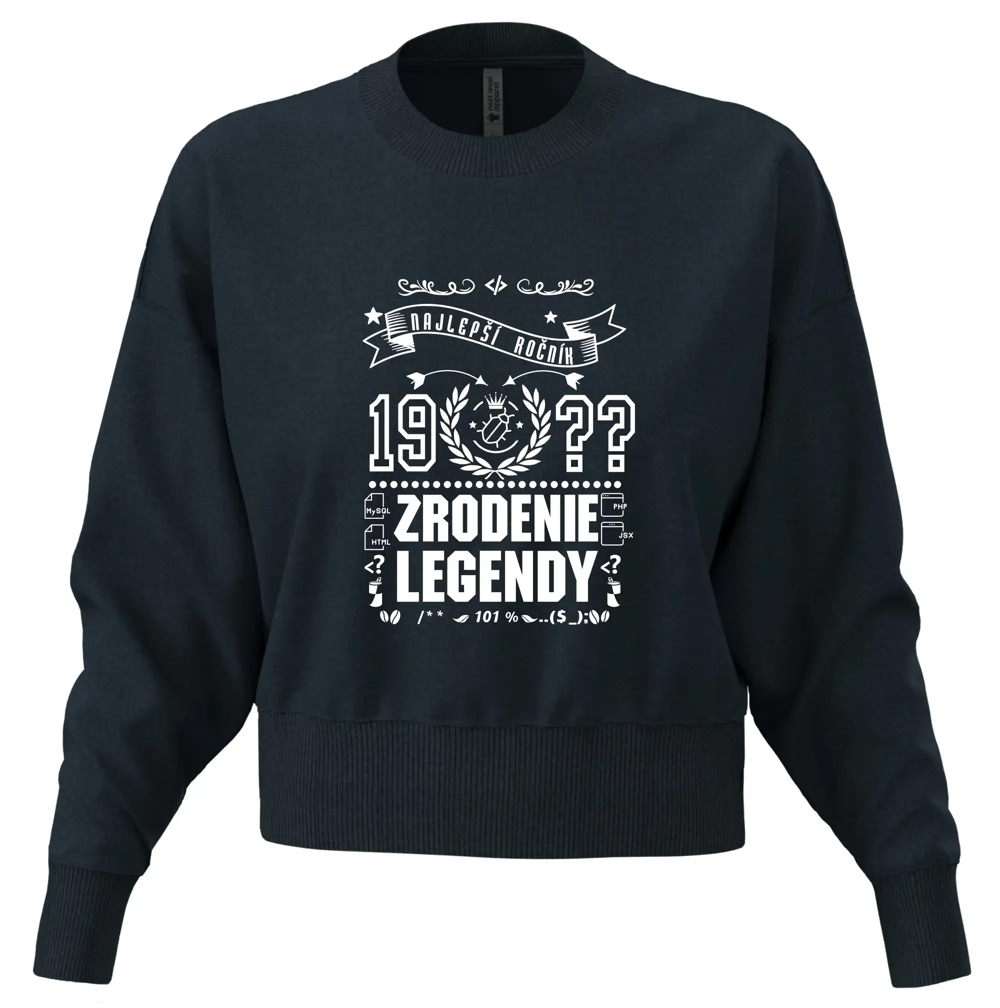 Trička Zrodenie legendy - Zrodenie legendy pre programátora - Mikina oversize crop OVERSIZE