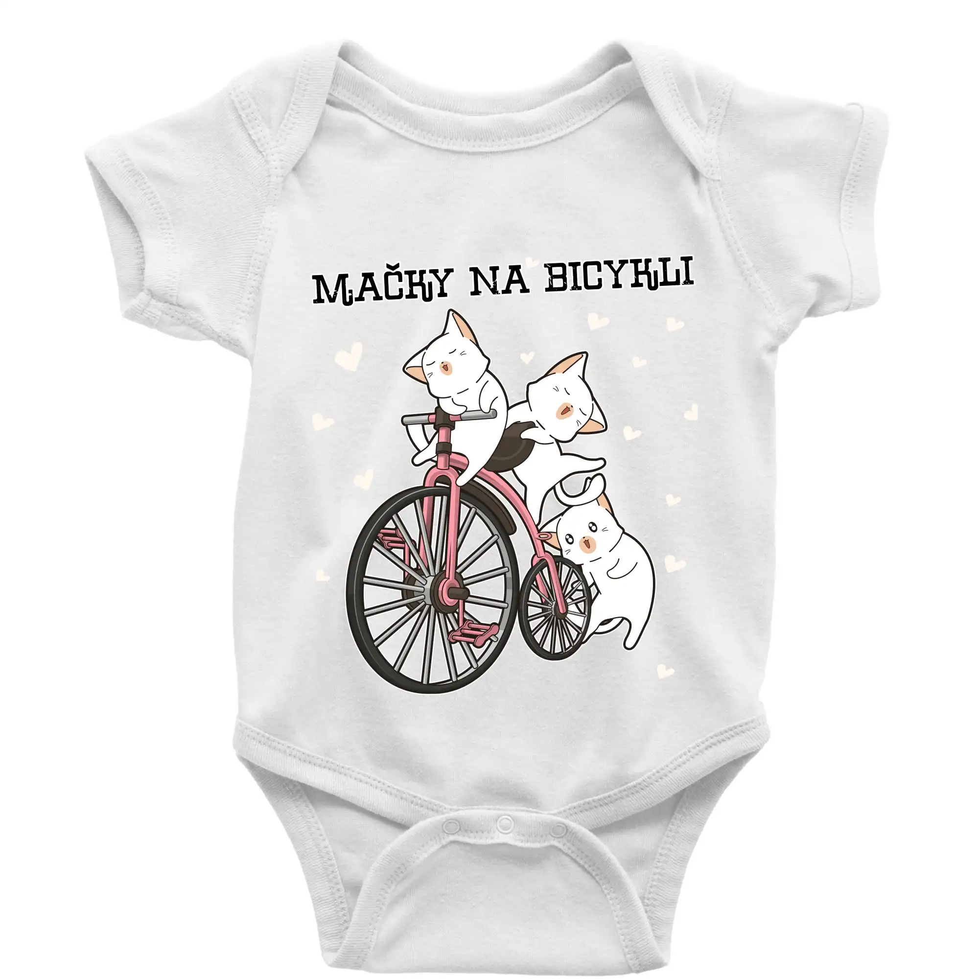 Tričko ako darček pre cyklistu - Mačky na bicykli - Body dojčenské s krátkym rukávom