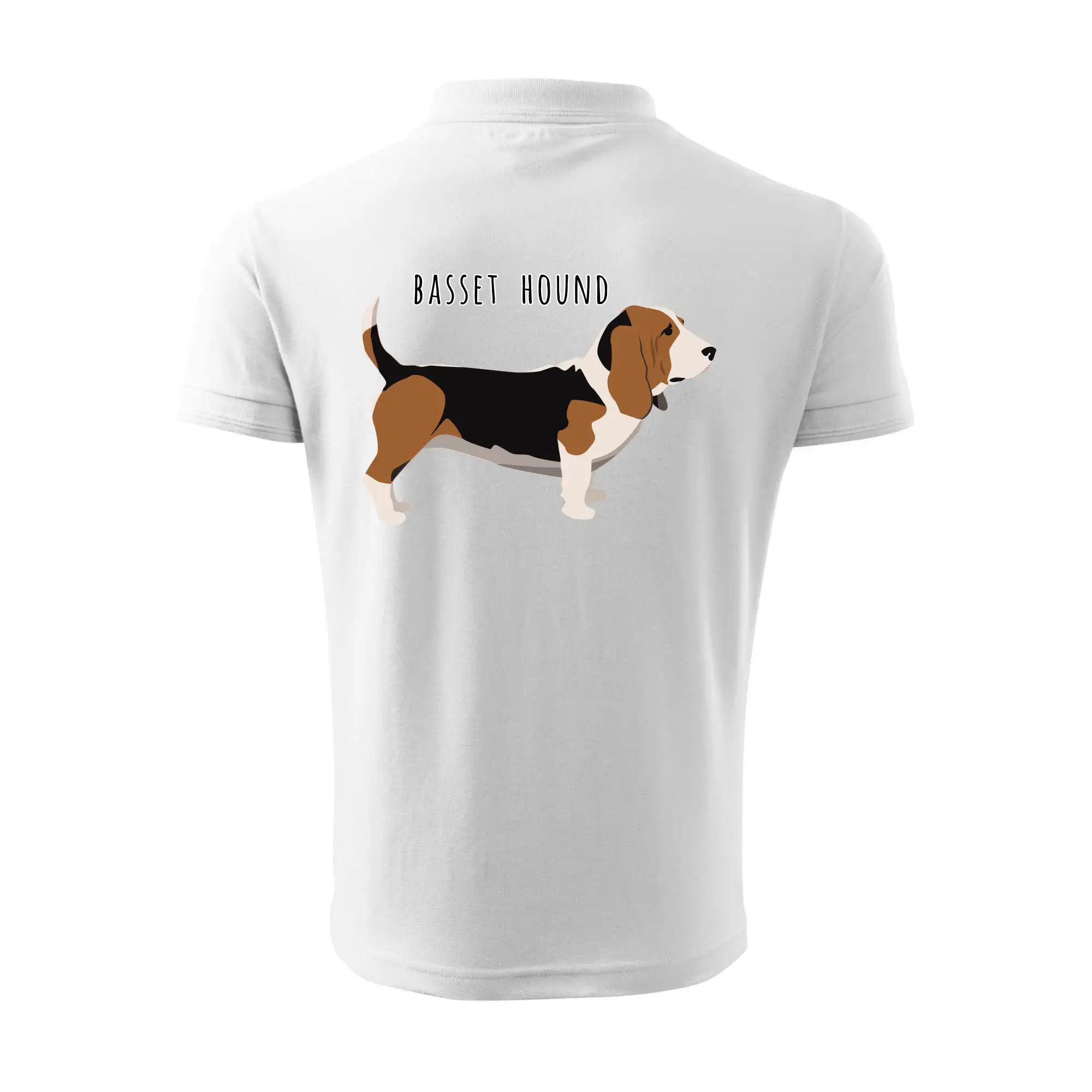 Basset hound pes s nápisem