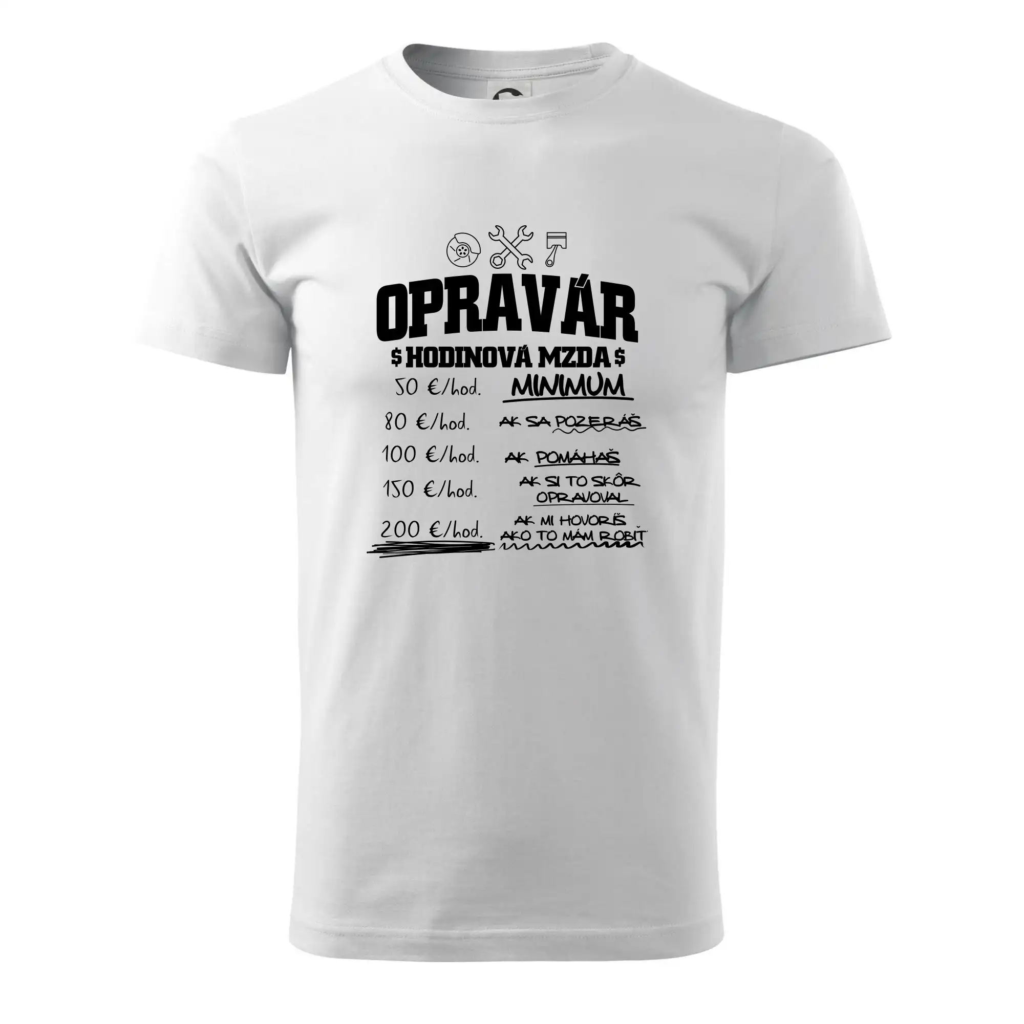 Auto tričká - Hodinová mzda - opravár - Pánske tričko nižšej gramáže