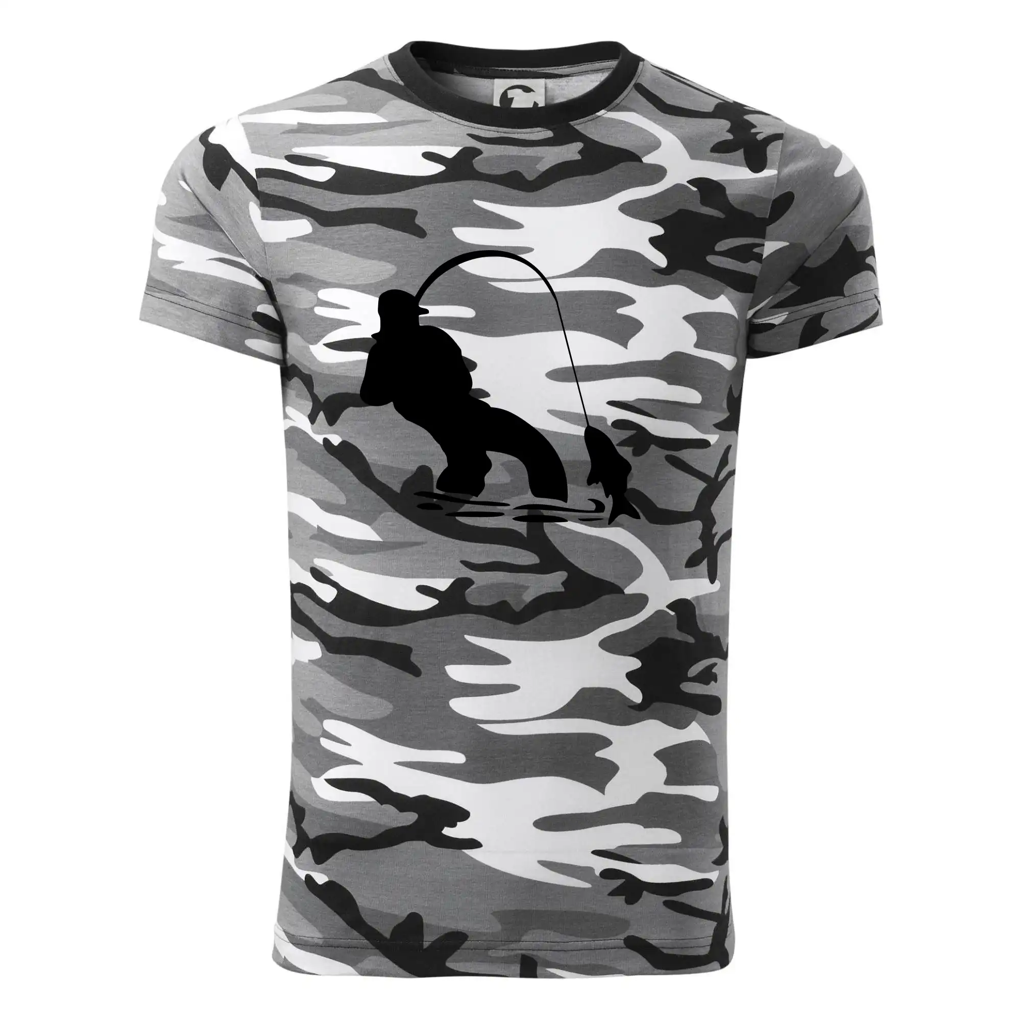 Tričká pre rybárov s potlačou - Rybár ťahajúce rybu - Army CAMOUFLAGE