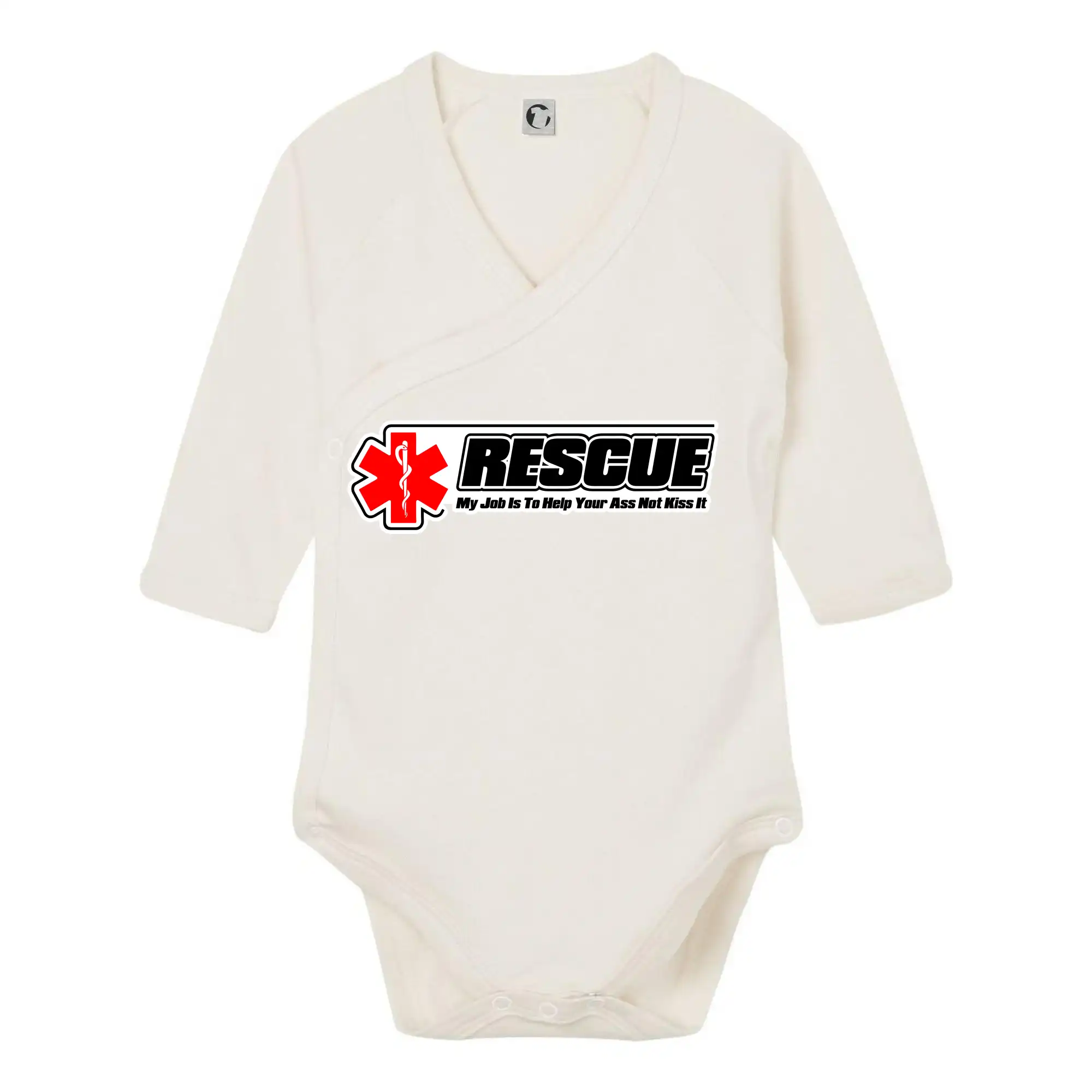 Tričká a mikiny pre záchranárov a lekárov - Kvalitné oblečenie pre zdravotníkov - Rescue My Job Is To Help Your Ass Not Kiss It - Body zavinovacie s dlhým rukávom
