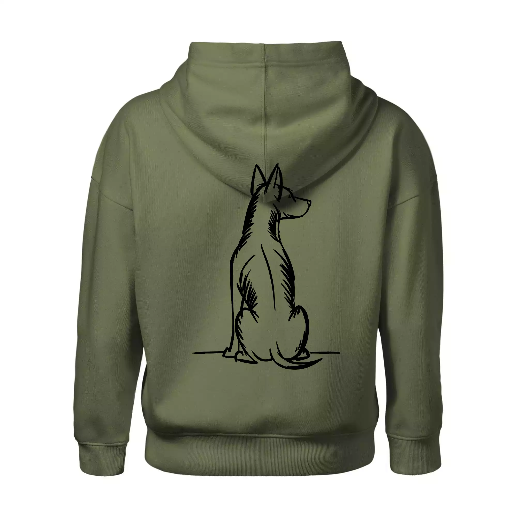 Pes kreslený zezadu