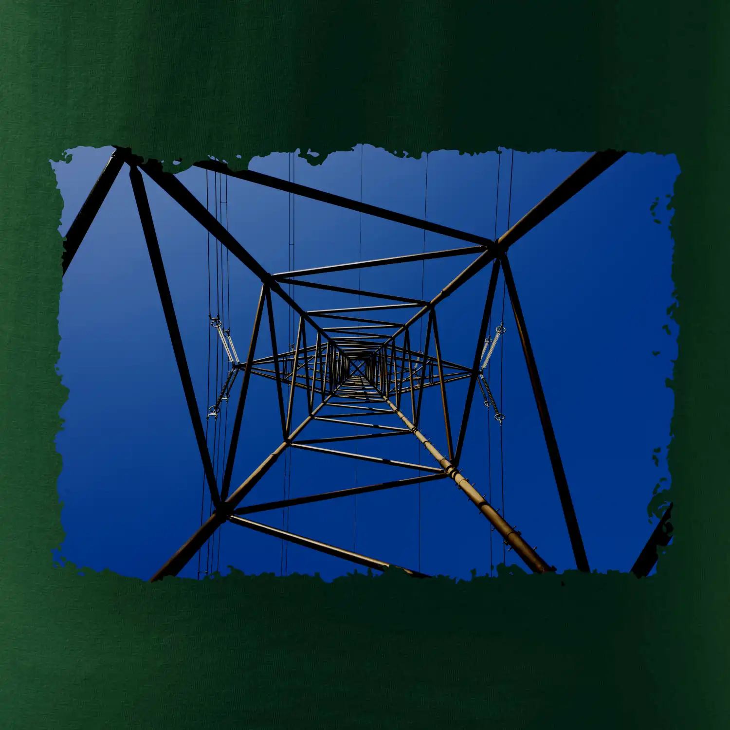 Stožár vysokého napětí zespodu