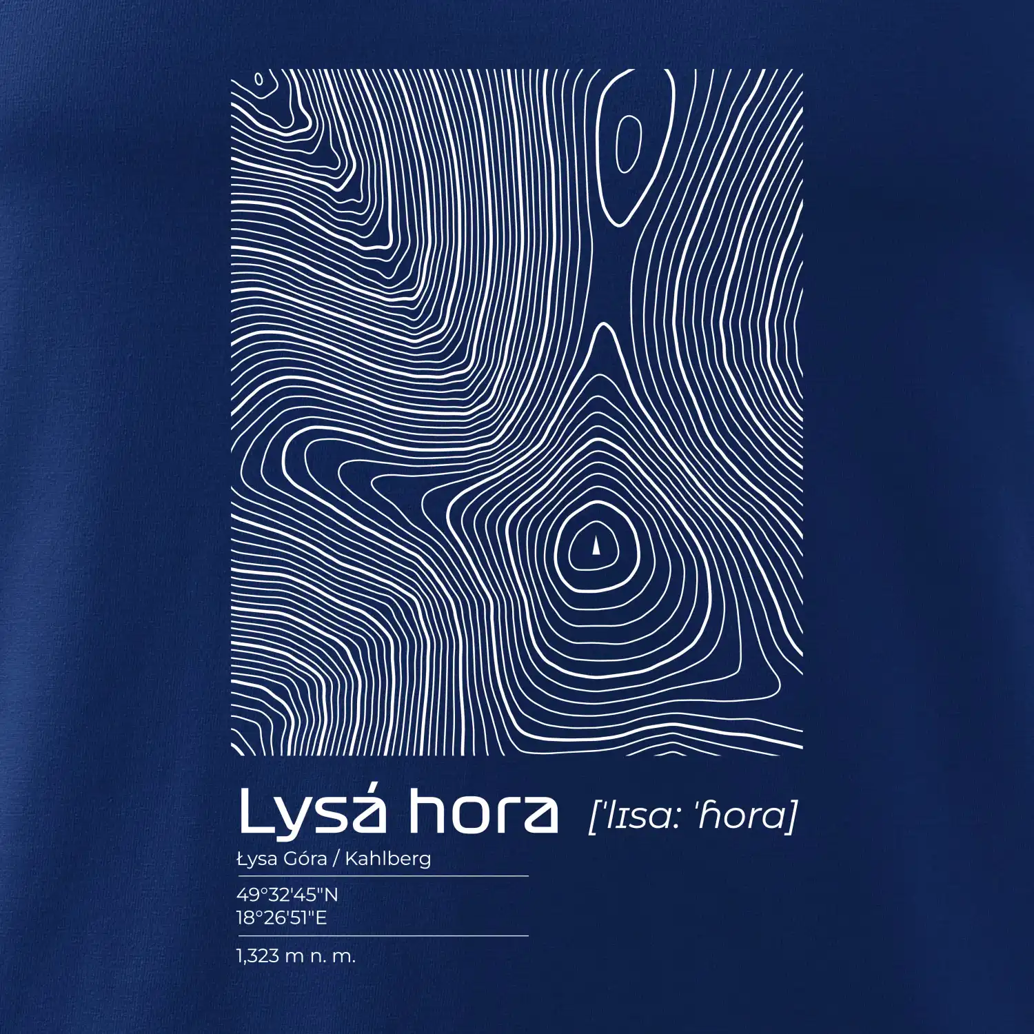 Lysá hora - vrstevnice v obdélníku