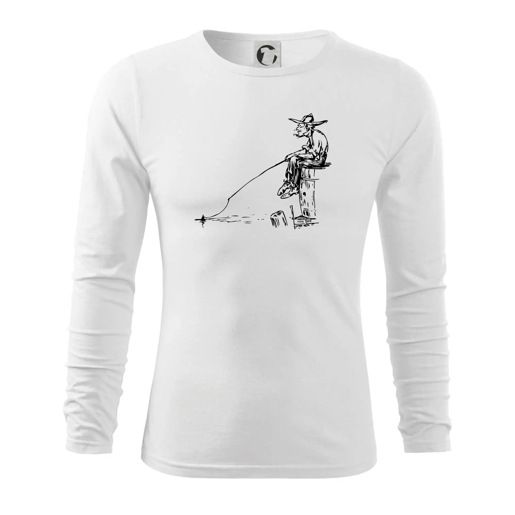 Kreslený rybář na pařezu