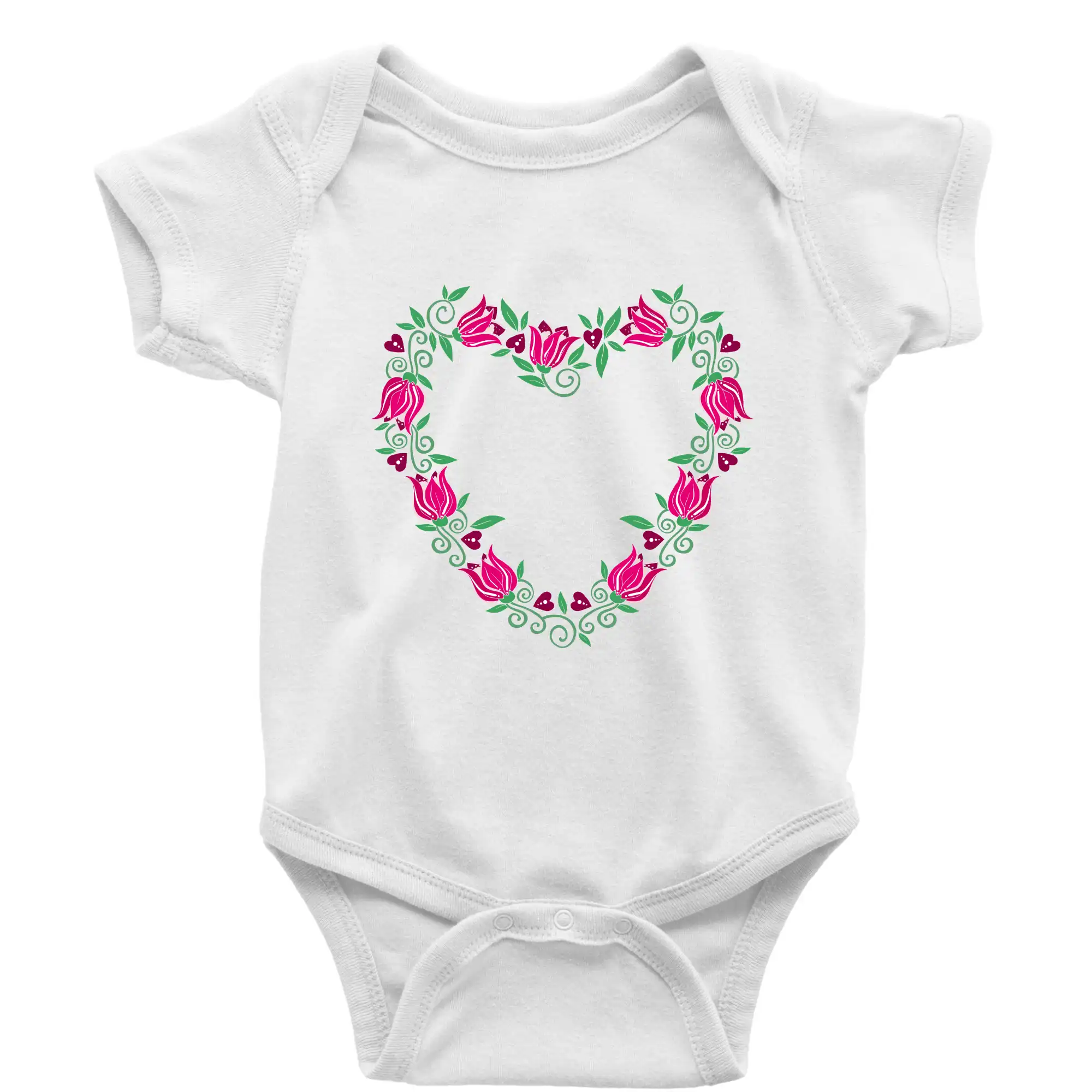 Tričká s kvetinami - Červené tulipánové srdiečko (Pecka design) - Body dojčenské s krátkym rukávom