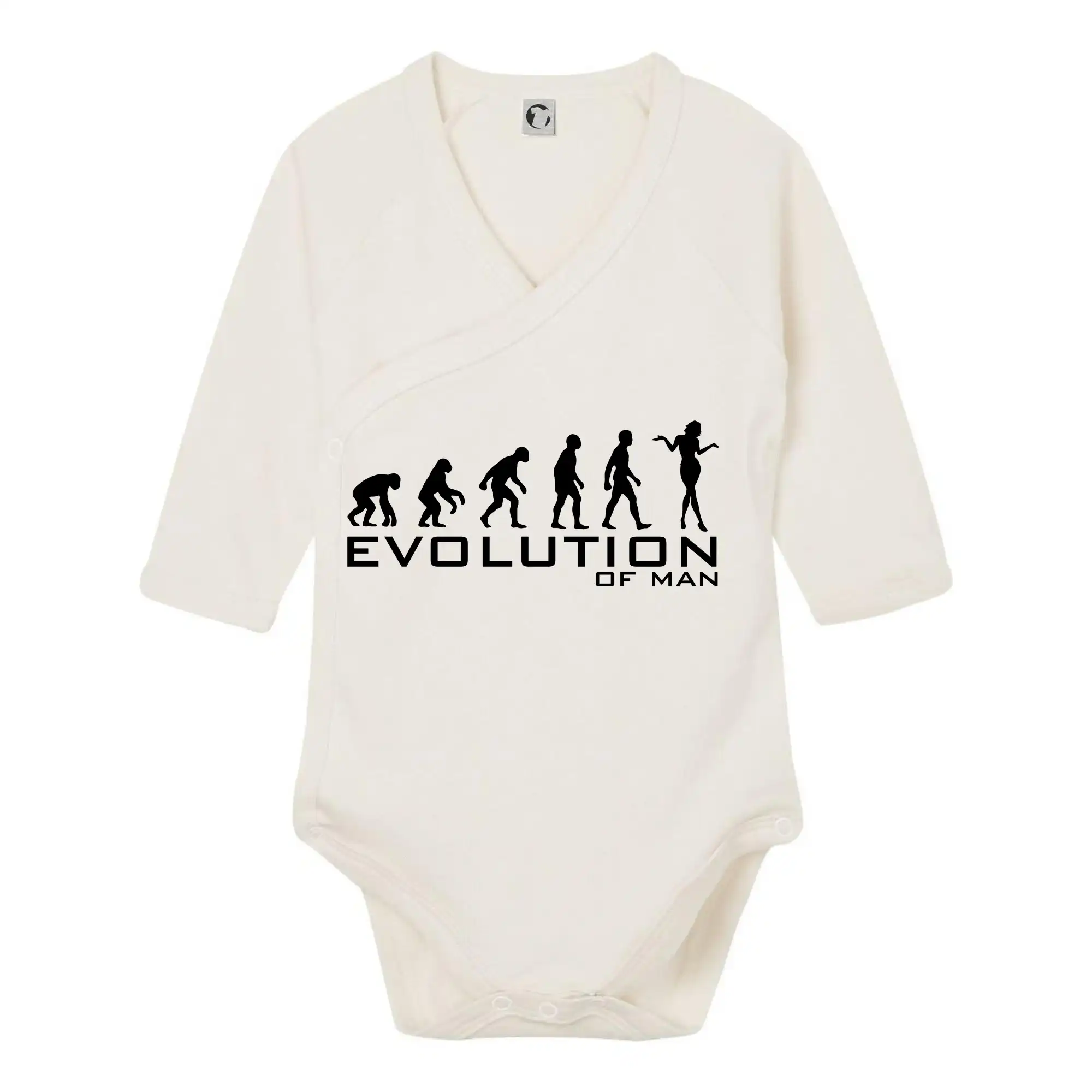 Tričká s potlačou evolúcia - Evolúcia muže - Body zavinovacie s dlhým rukávom