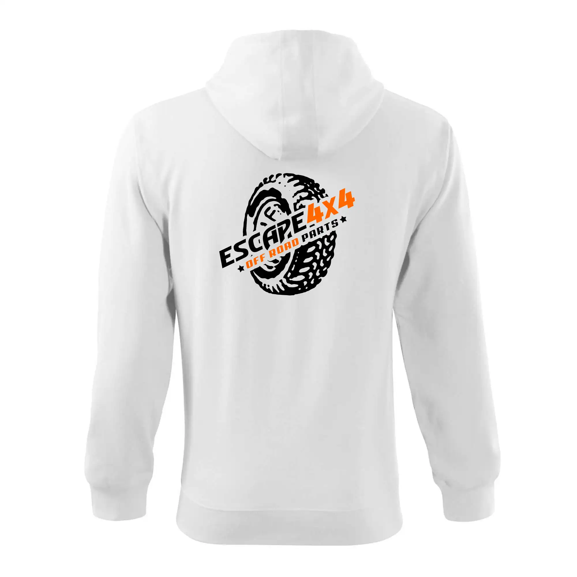 MyShirt tričká - Escape 4x4 Nápis vpředu a pneumatika na zádech - Mikina s kapucňou na zips trendy zipper