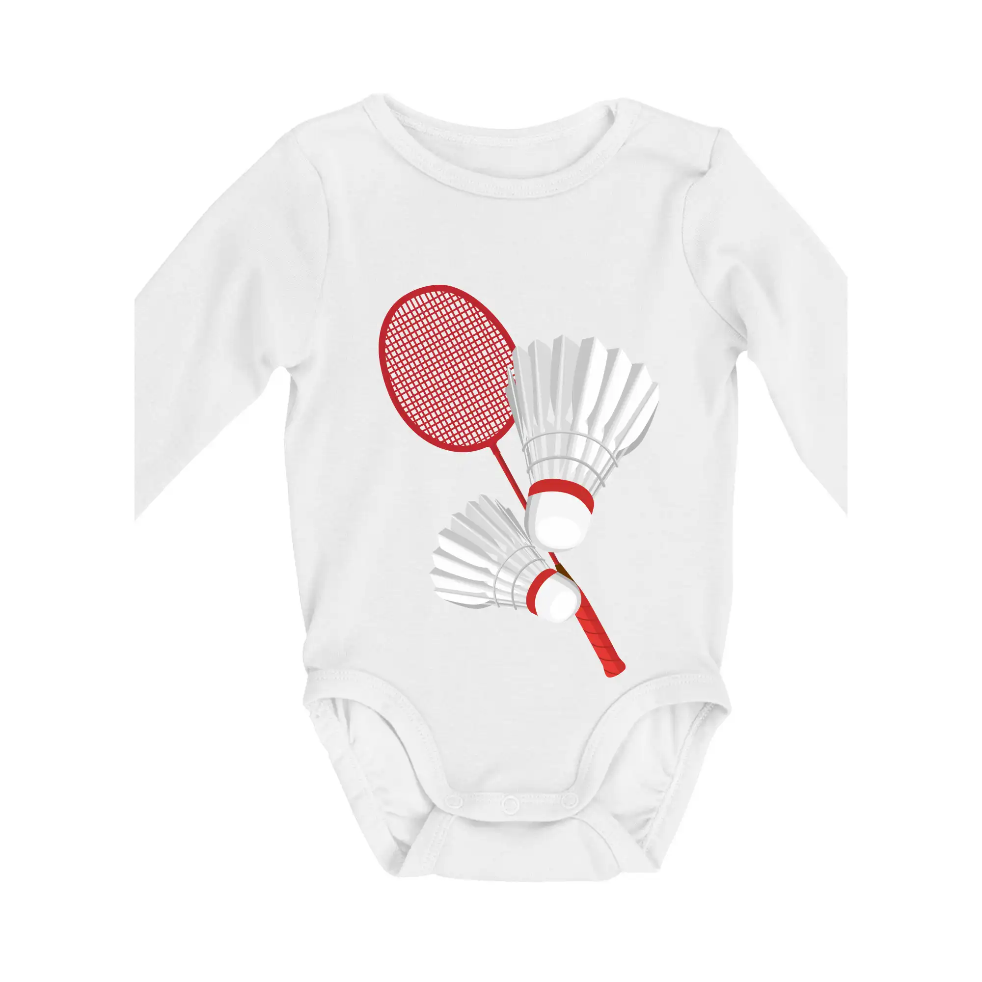 Tričká na bedminton - Bedminton - pálka a košík - Body dojčenské s dlhým rukávom