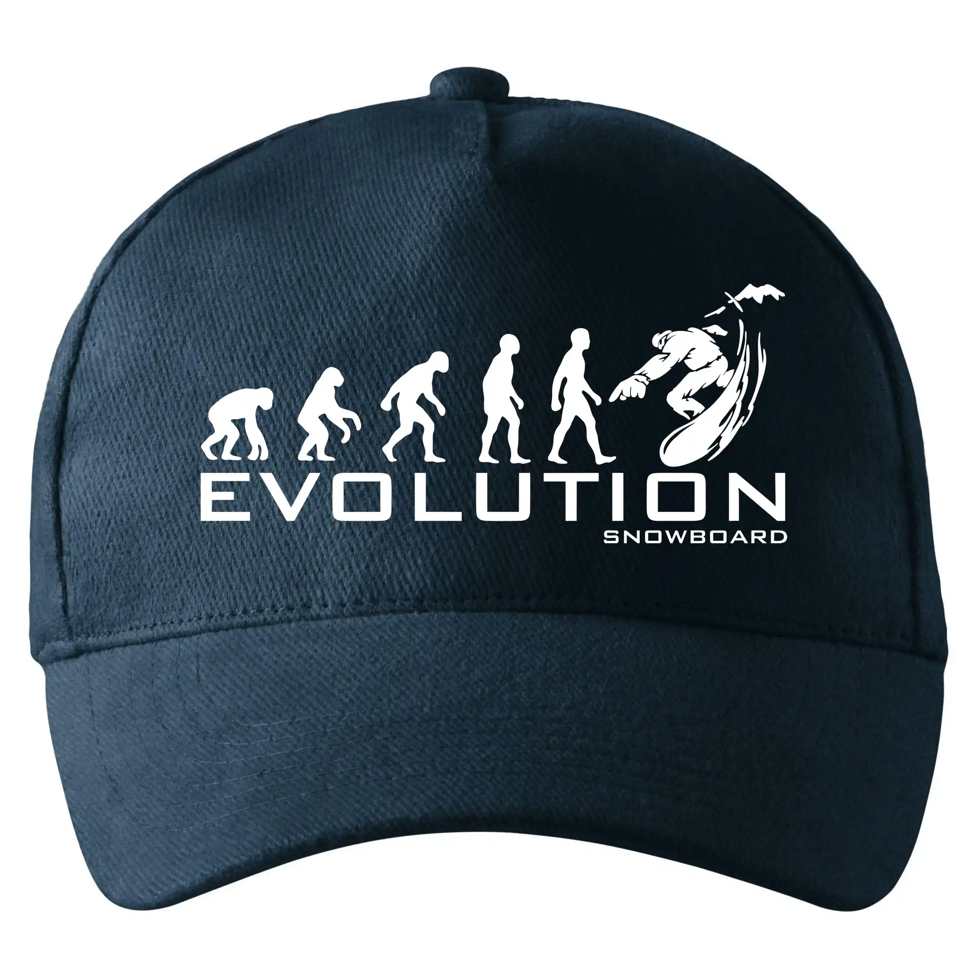 Tričká s potlačou evolúcia - Evolúcia snowboardu - Šiltovka so zahnutým šiltom a mosaznou sponou