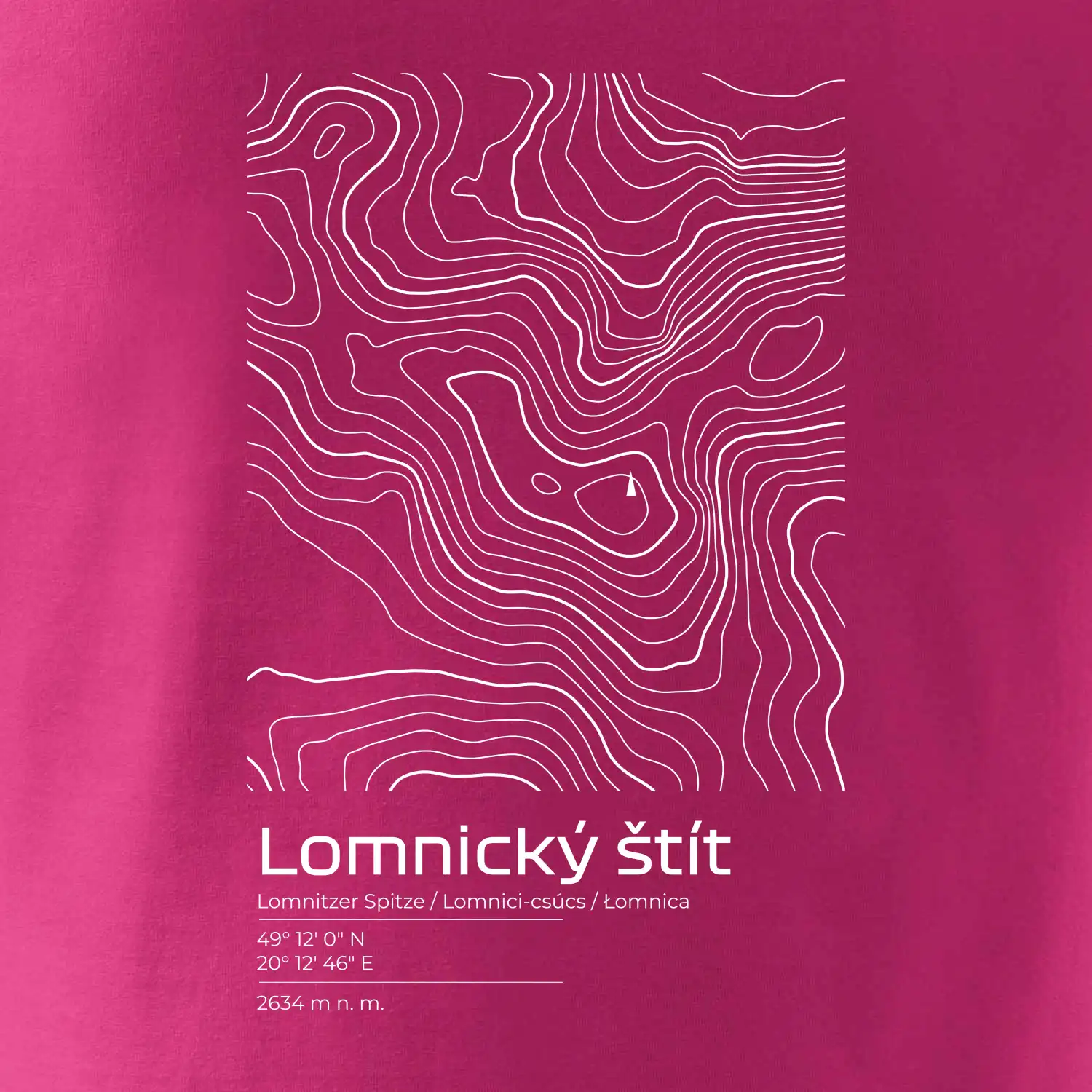 Lomnický štít - vrstevnice v obdélníku