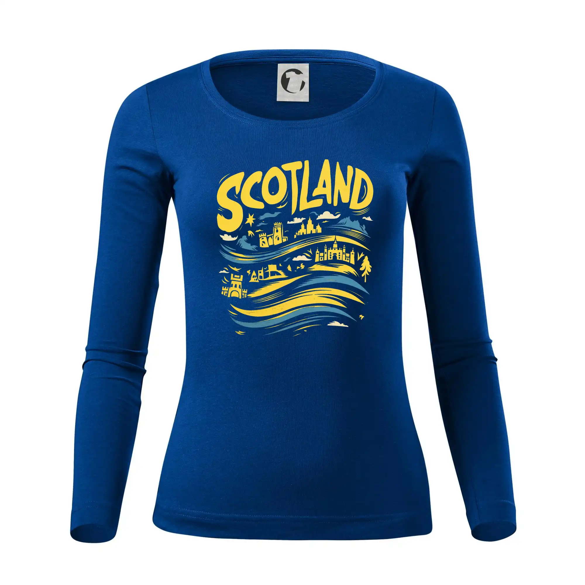 Ostatné mestá / miesta - Scotland kreslené vlny - Dámske tričko FIT-T LS - zužené